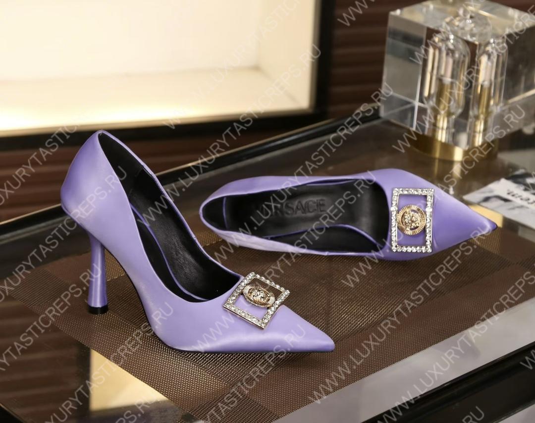 VERSACE SATIN LA MEDUSA PUMPS 110 PURPLE 1001207