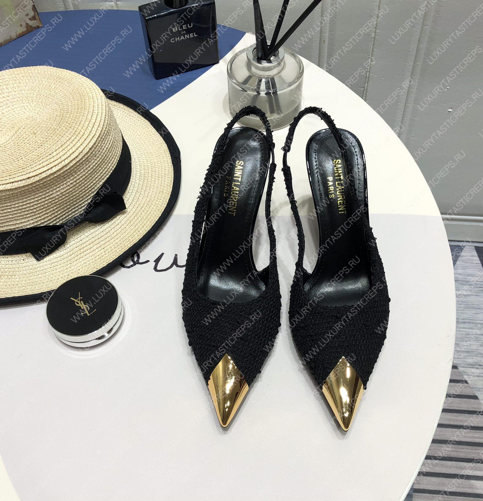 YVES SAINT LAURENT KISS SLINGBACK PUMPS BLACK 7315201TV001000