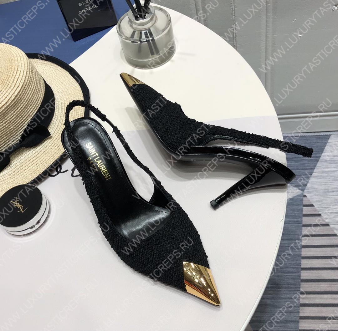 YVES SAINT LAURENT KISS SLINGBACK PUMPS BLACK 7315201TV001000