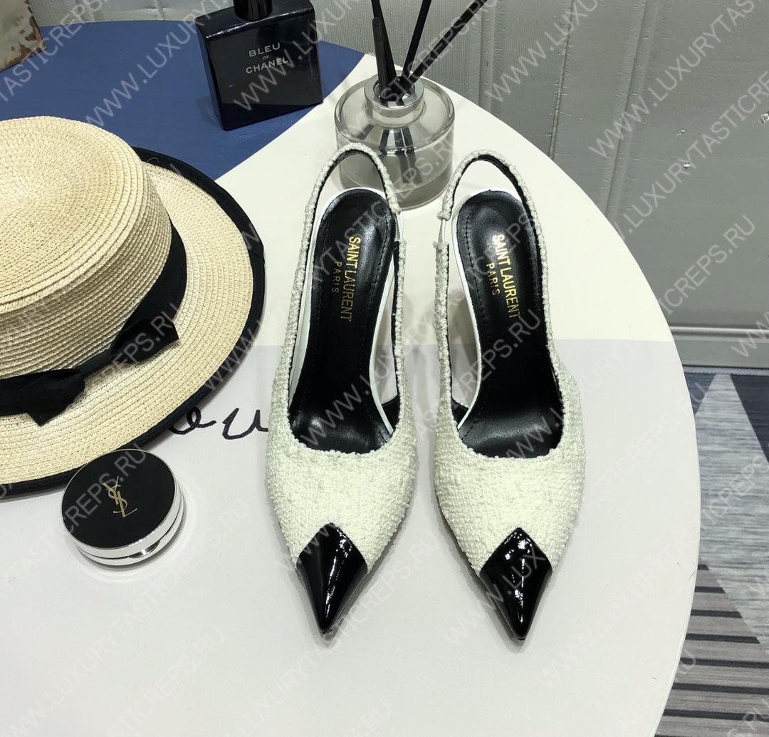 YVES SAINT LAURENT KISS SLINGBACK PUMPS WHITE 7315201TV001000