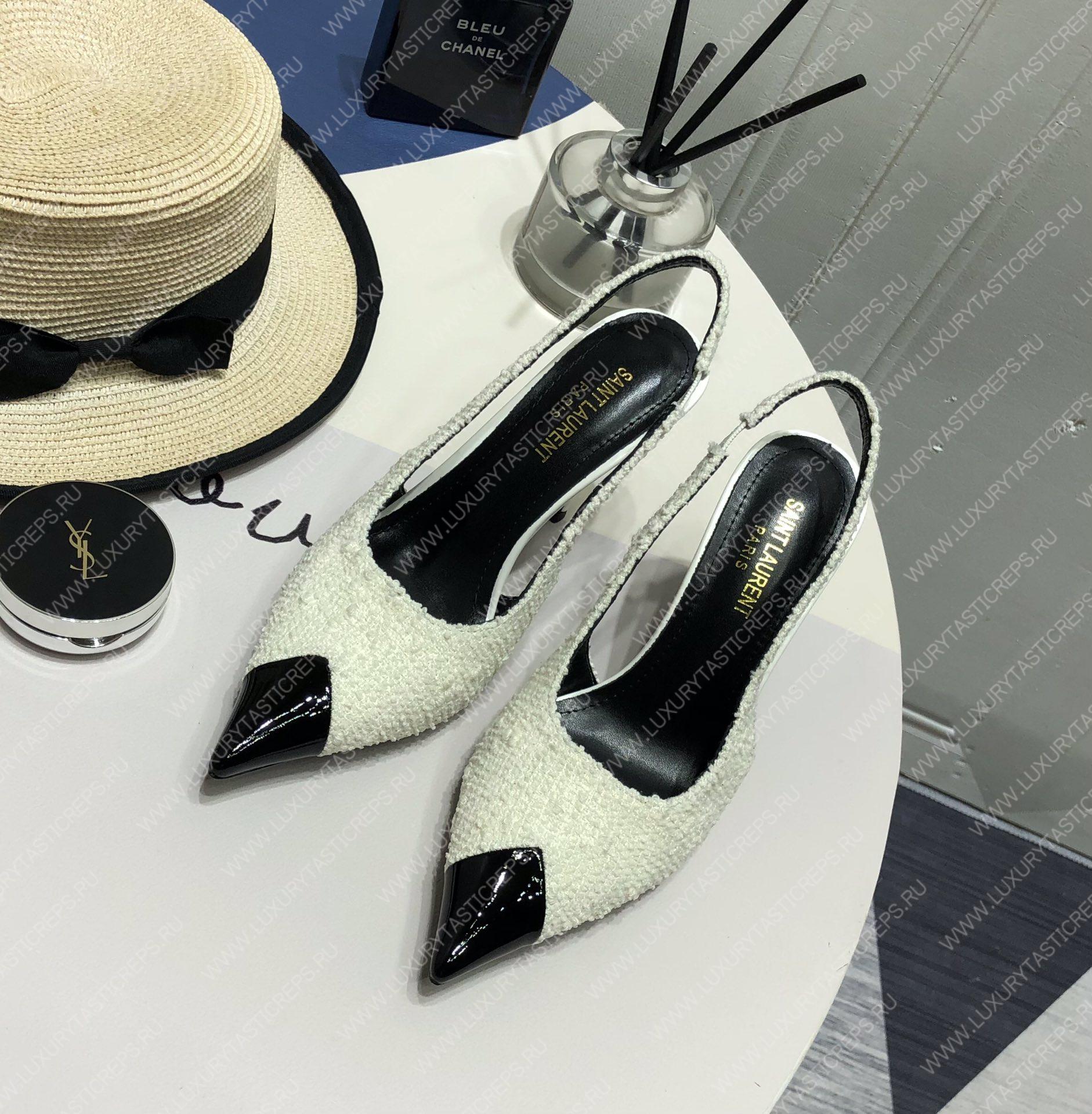 YVES SAINT LAURENT KISS SLINGBACK PUMPS WHITE 7315201TV001000