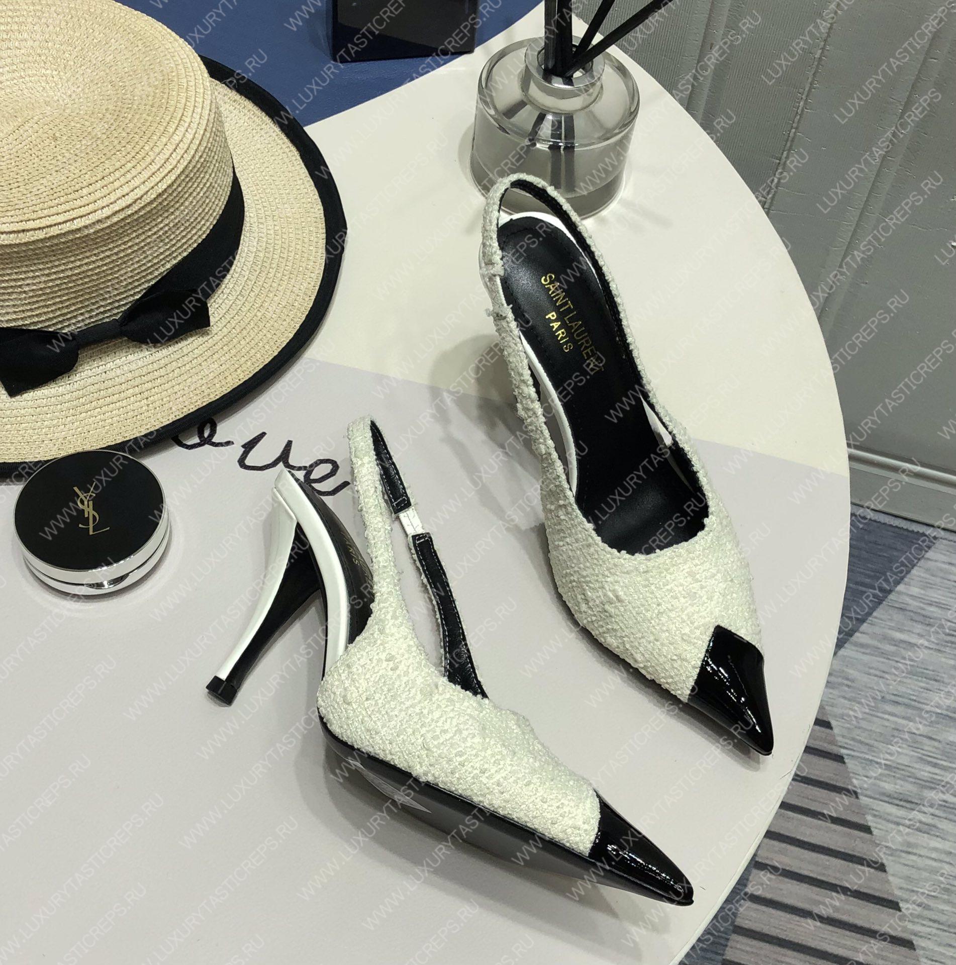 YVES SAINT LAURENT KISS SLINGBACK PUMPS WHITE 7315201TV001000