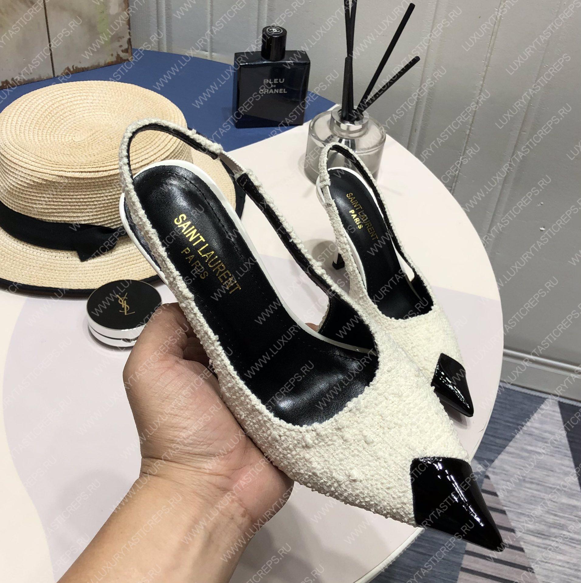 YVES SAINT LAURENT KISS SLINGBACK PUMPS WHITE 7315201TV001000