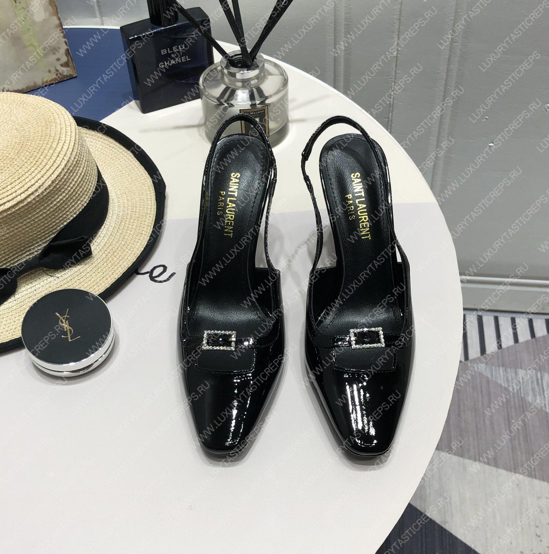 YVES SAINT LAURENT BLADE SLINGBACK PUMPS BLACK 660540AKPNN1000