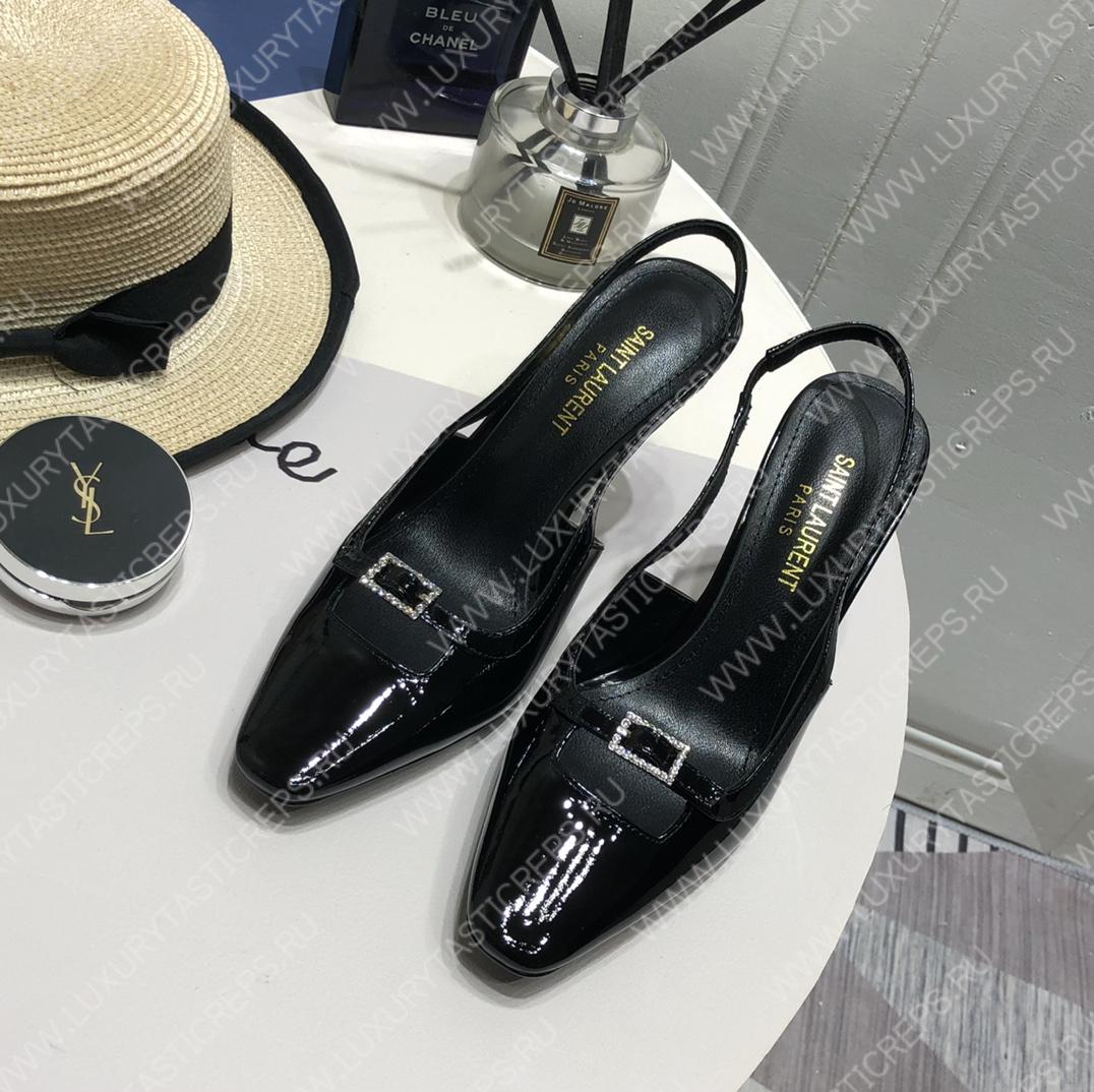 YVES SAINT LAURENT BLADE SLINGBACK PUMPS BLACK 660540AKPNN1000