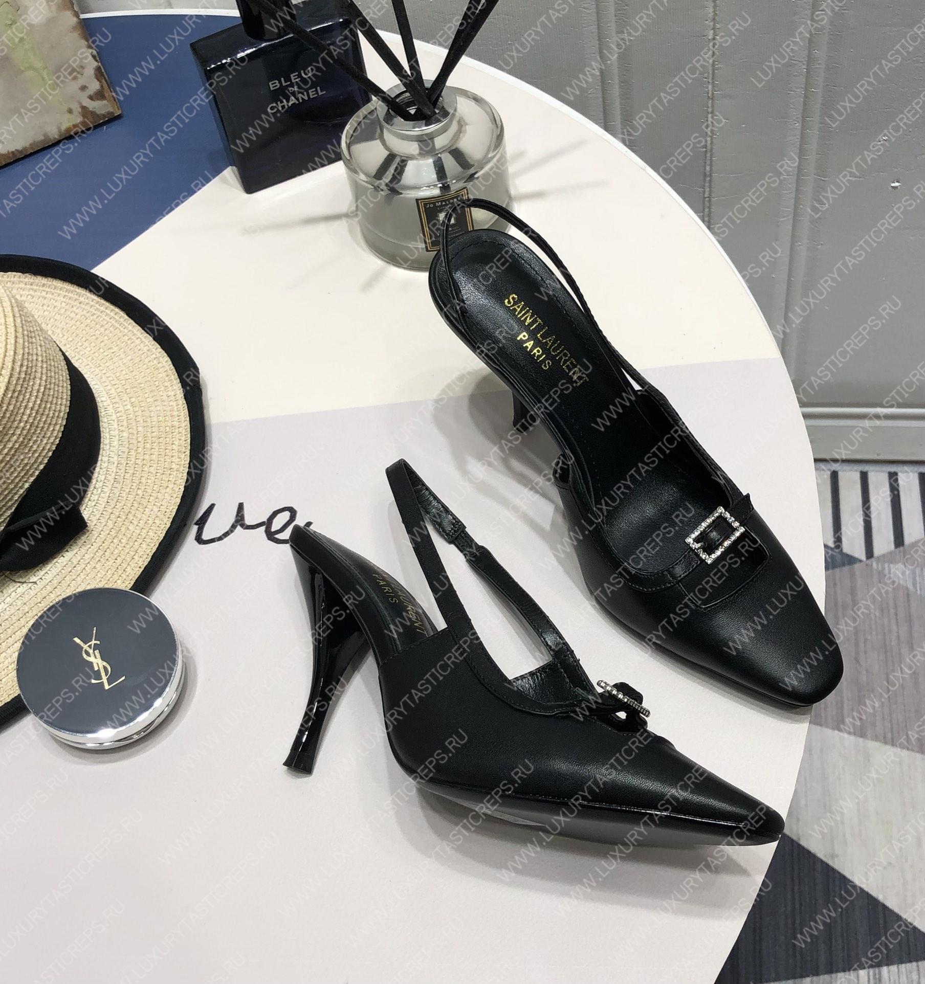 YVES SAINT LAURENT BLADE SLINGBACK PUMPS BLACK 660540AKPNN1000