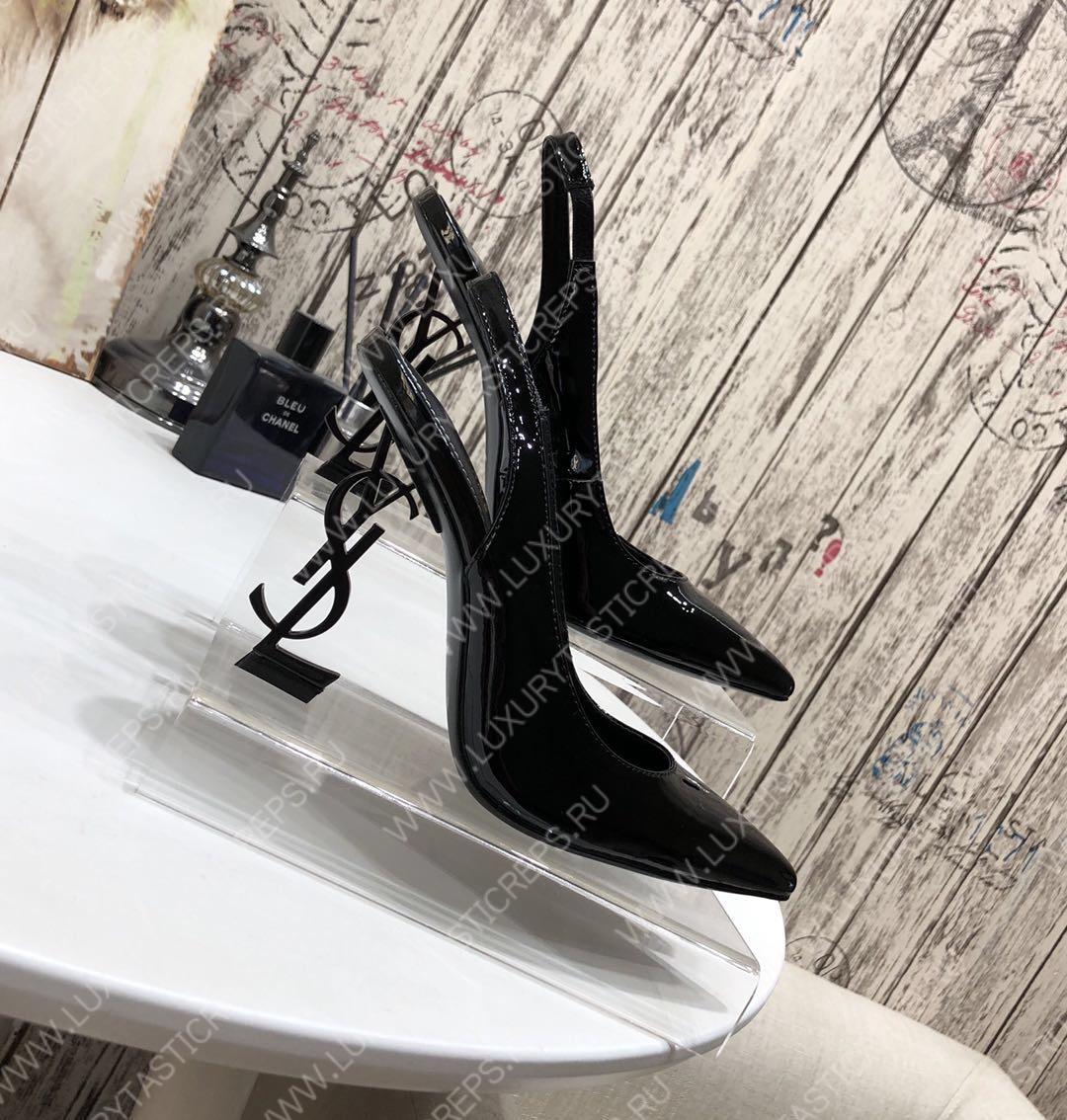 YVES SAINT LAURENT KISS LEATHER SLINGBACK PUMPS BLACK 16475973