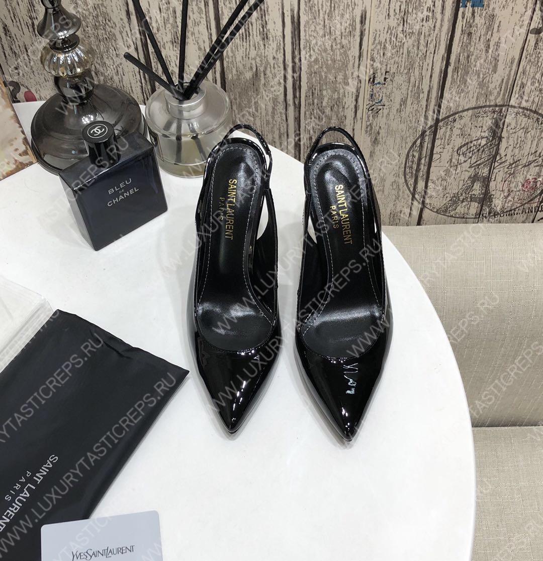 YVES SAINT LAURENT KISS LEATHER SLINGBACK PUMPS BLACK 16475973