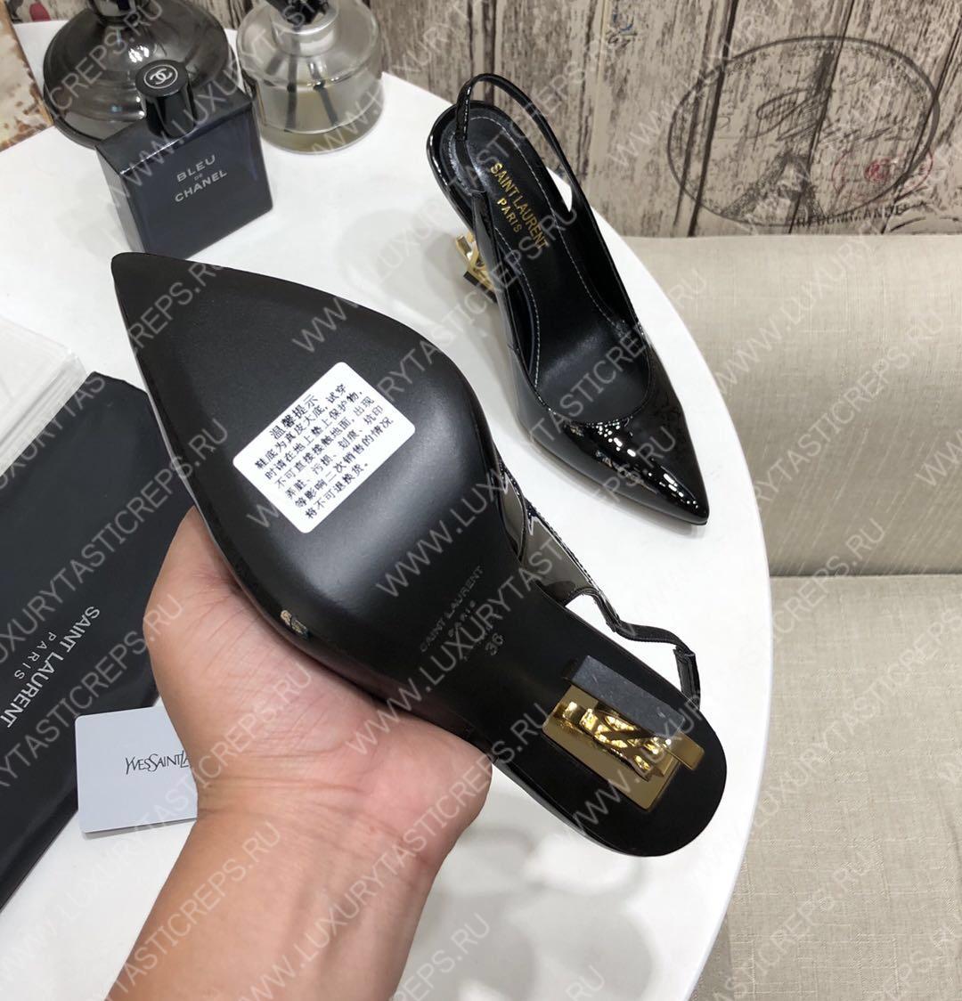 YVES SAINT LAURENT KISS LEATHER SLINGBACK PUMPS BLACK 16475973