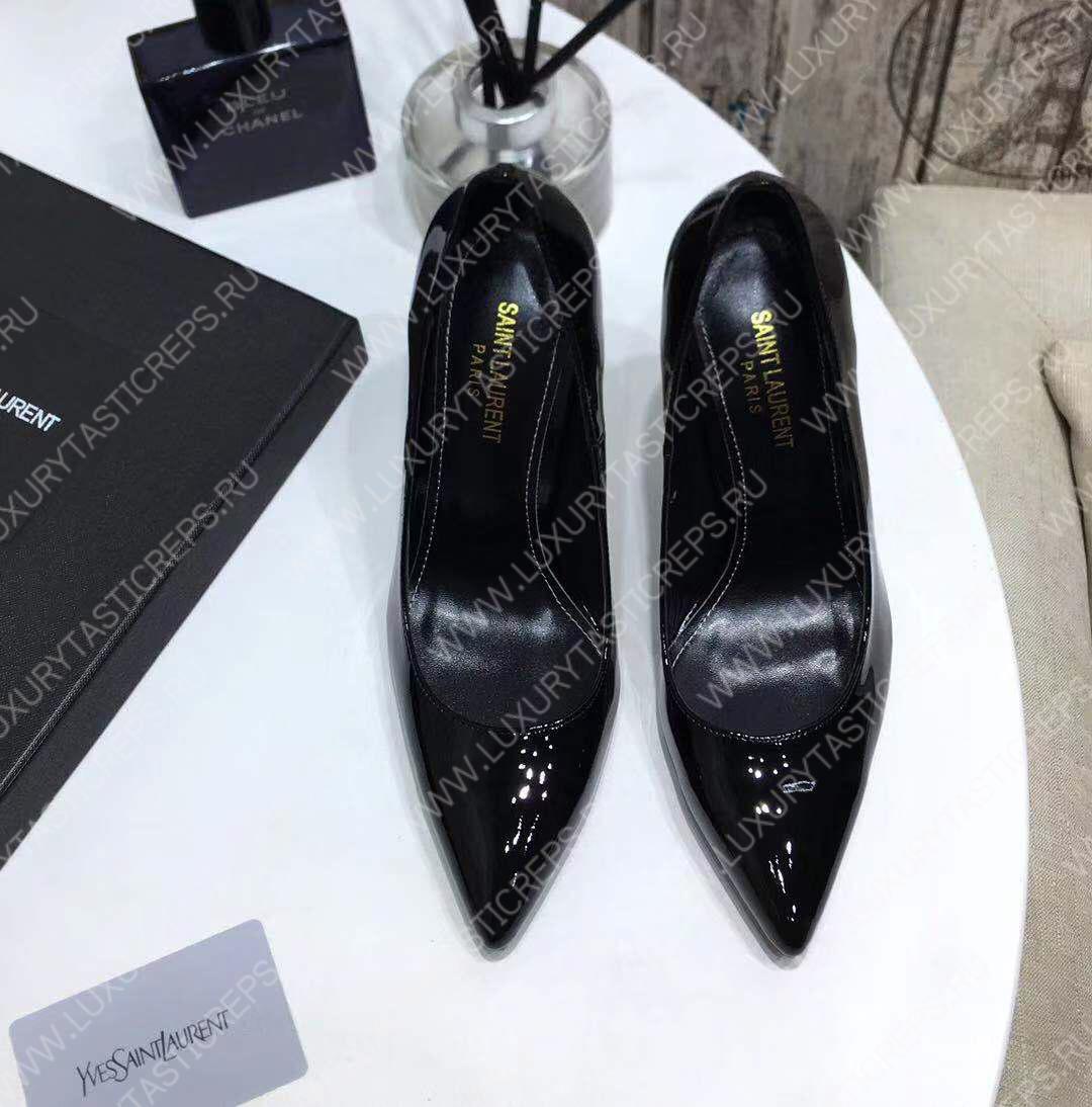 YVES SAINT LAURENT OPYM LOGO HEEL LEATHER PUMPS BLACK 472011D6CVV