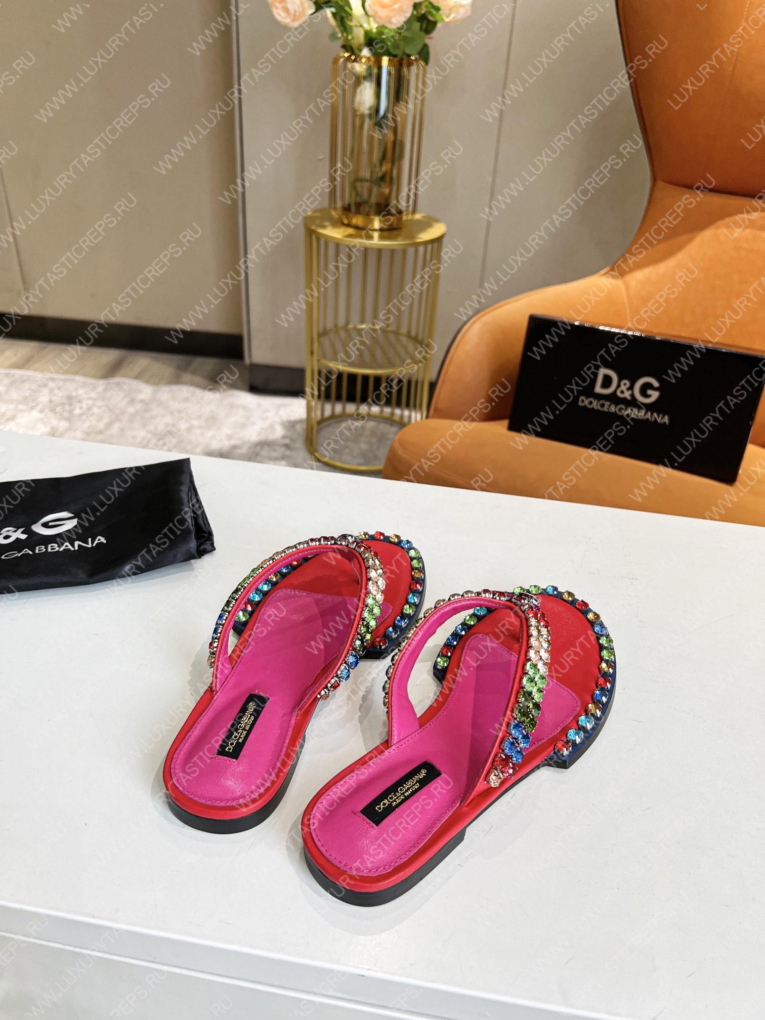 DOLCE AND GABBANA LEATHER FLIP-FLOPS RED/MULTICOLOUR A80265AY347