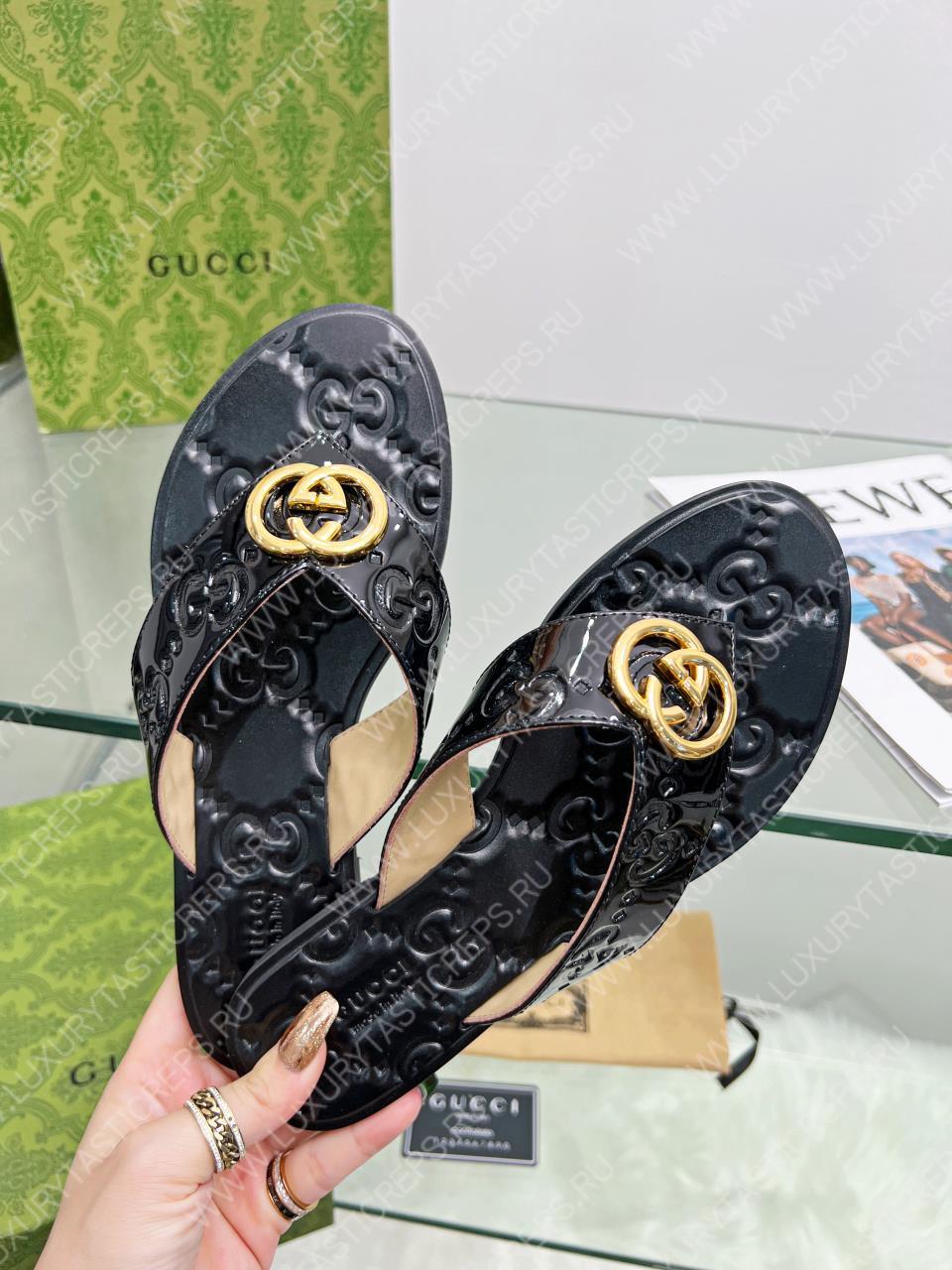 G*u*i gg thong web sandal black 612138