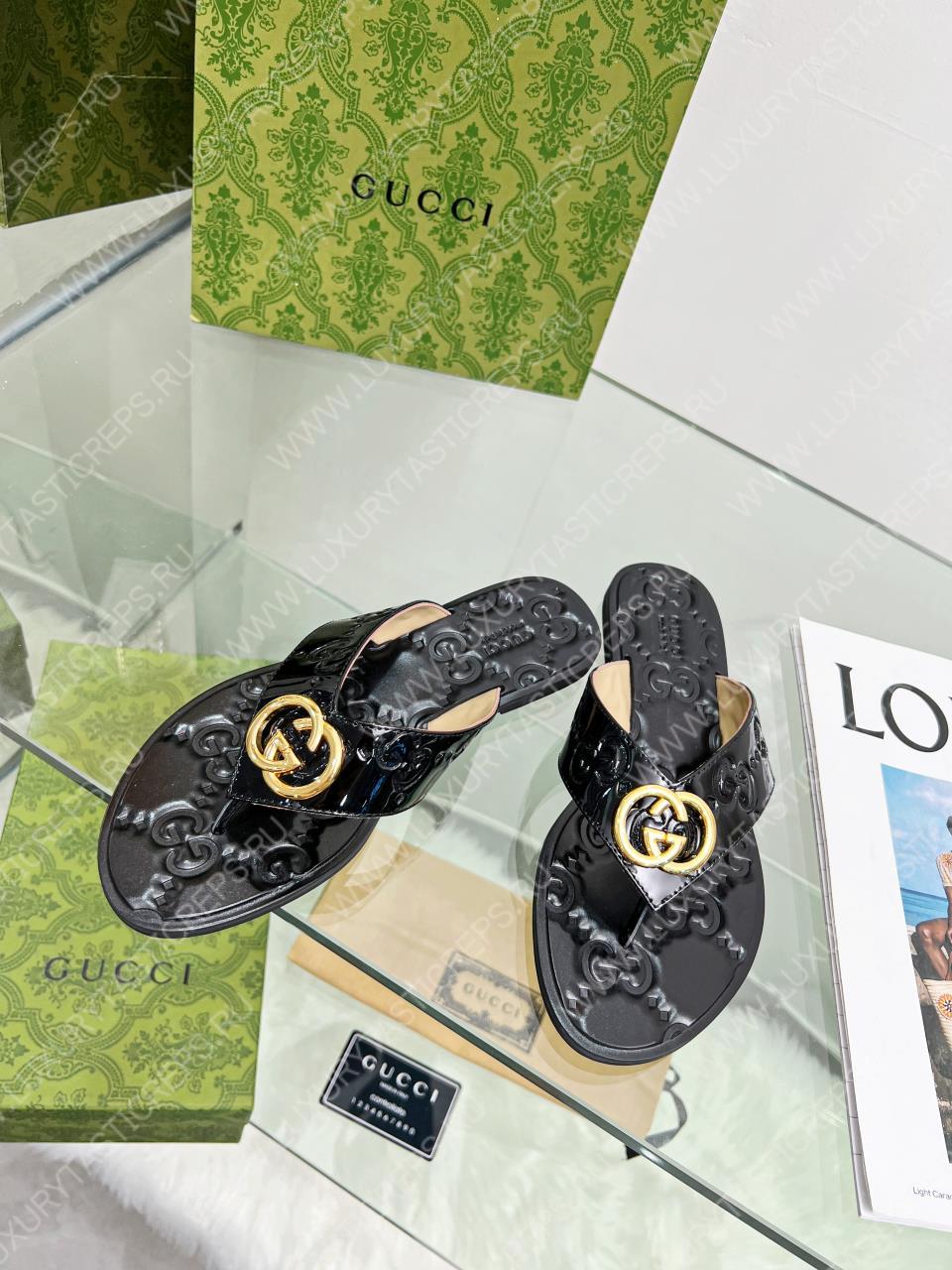 G*u*i gg thong web sandal black 612138
