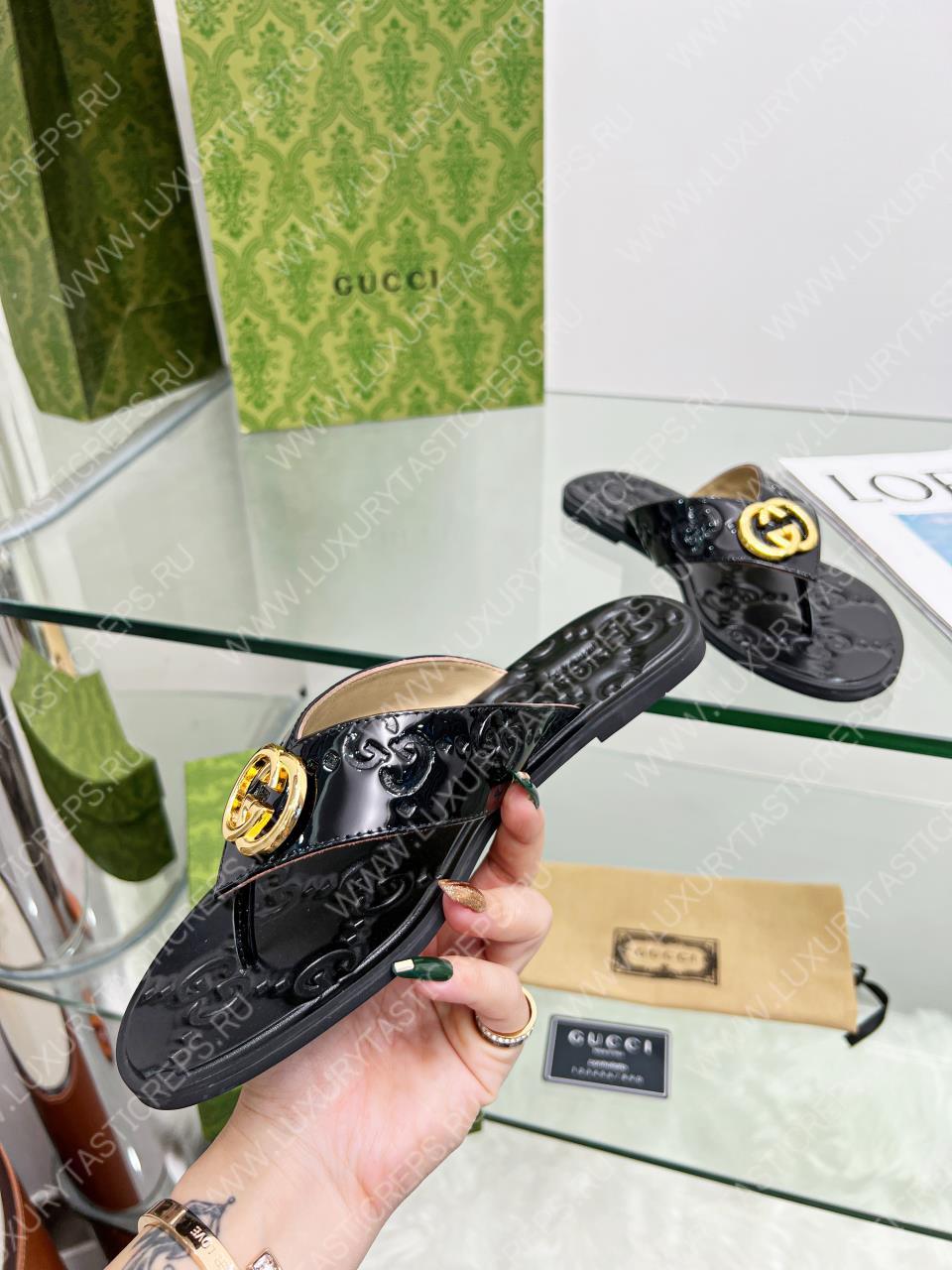 G*u*i gg thong web sandal black 612138