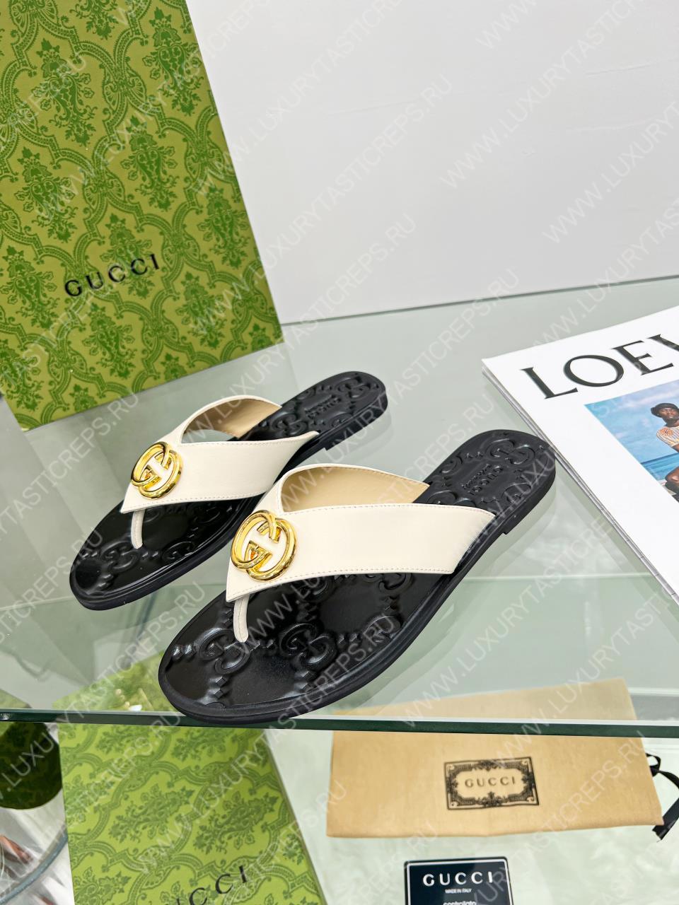 G*u*i gg thong web sandal white 612138