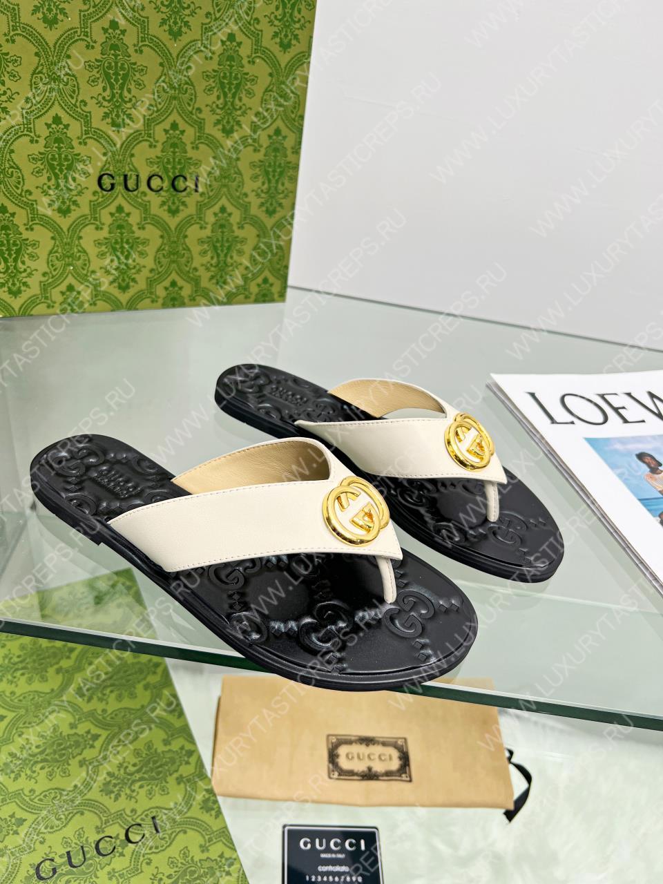 G*u*i gg thong web sandal white 612138