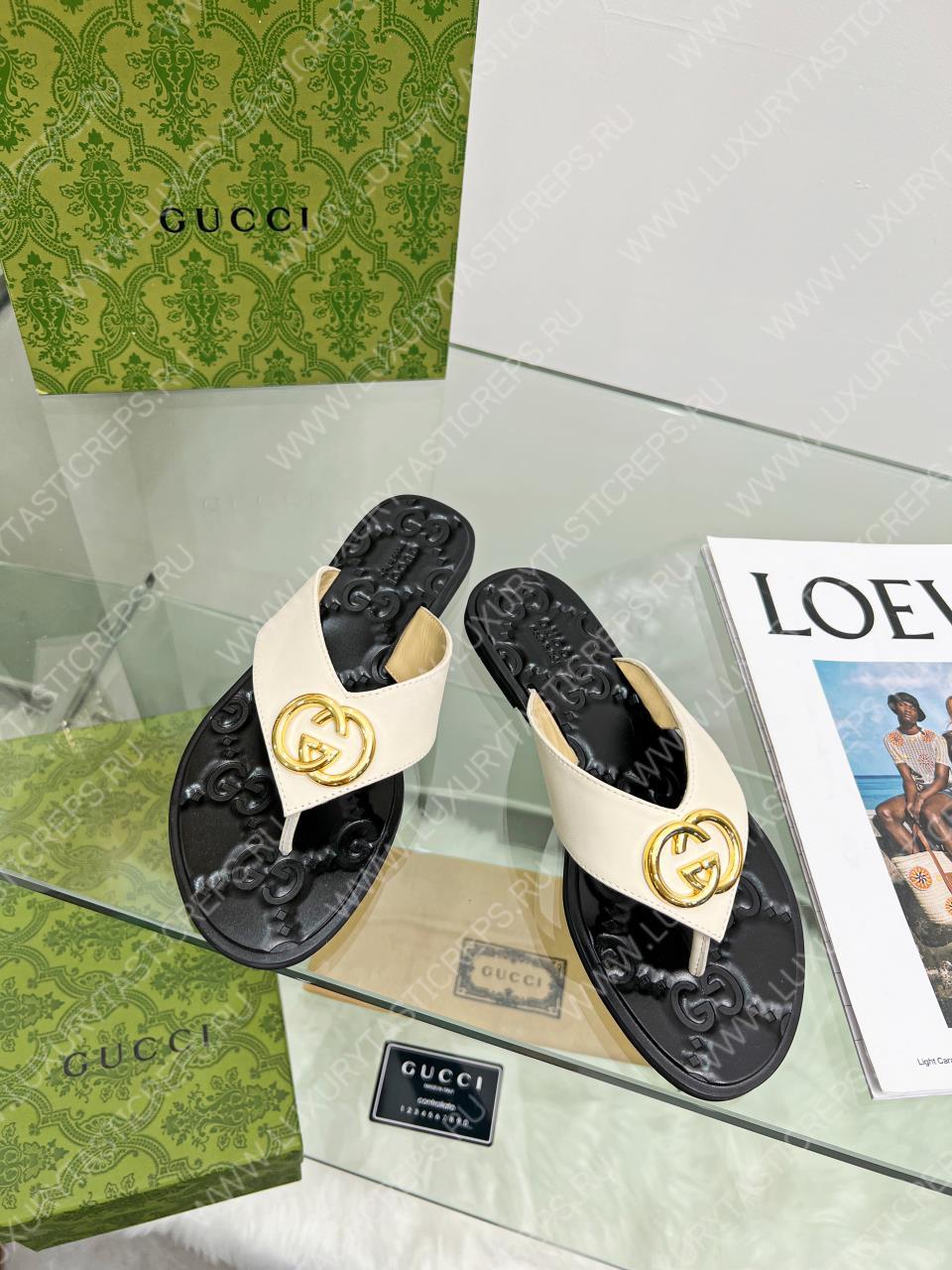 G*u*i gg thong web sandal white 612138