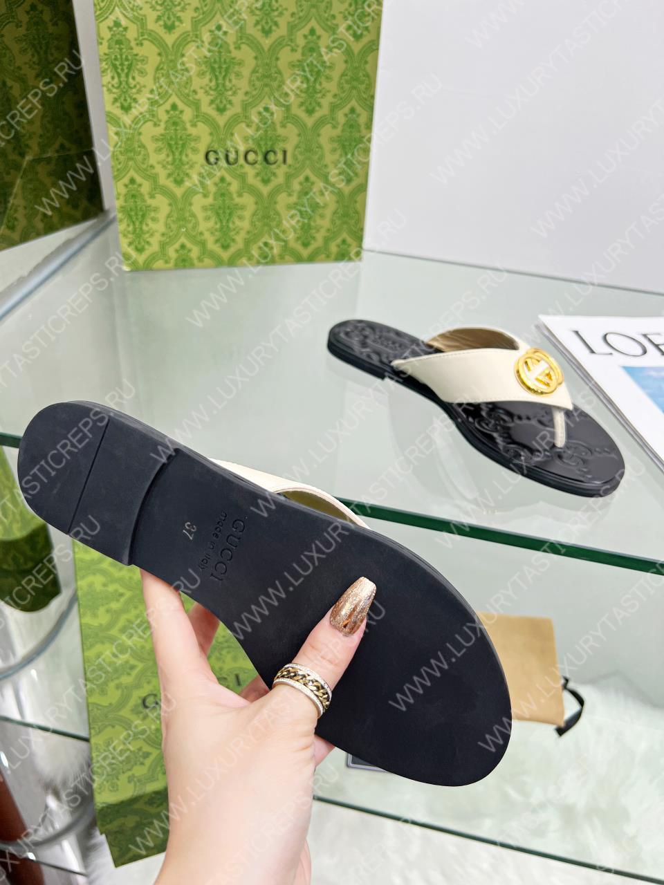 G*u*i gg thong web sandal white 612138