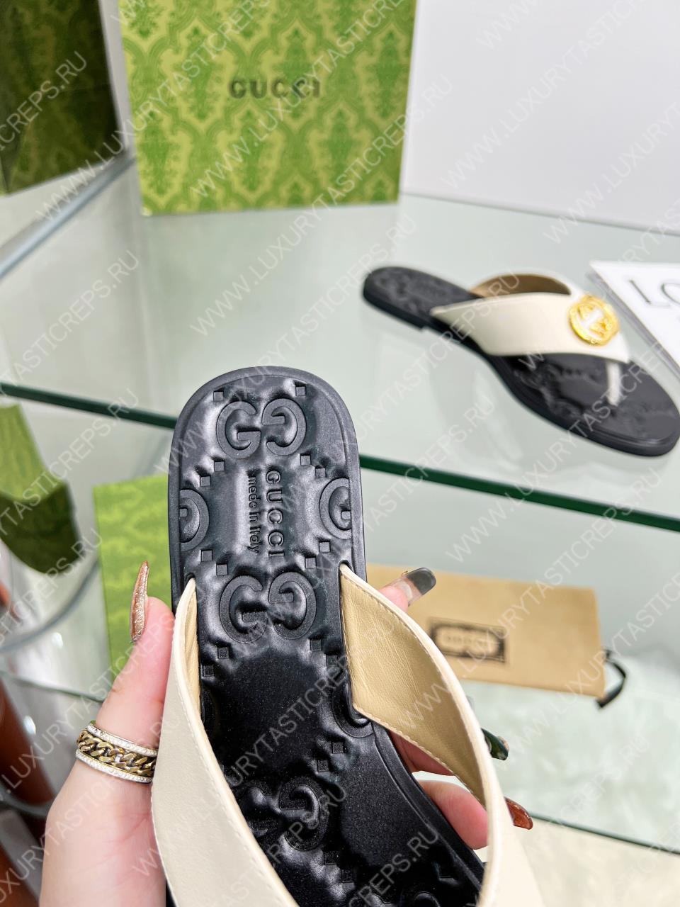 G*u*i gg thong web sandal white 612138