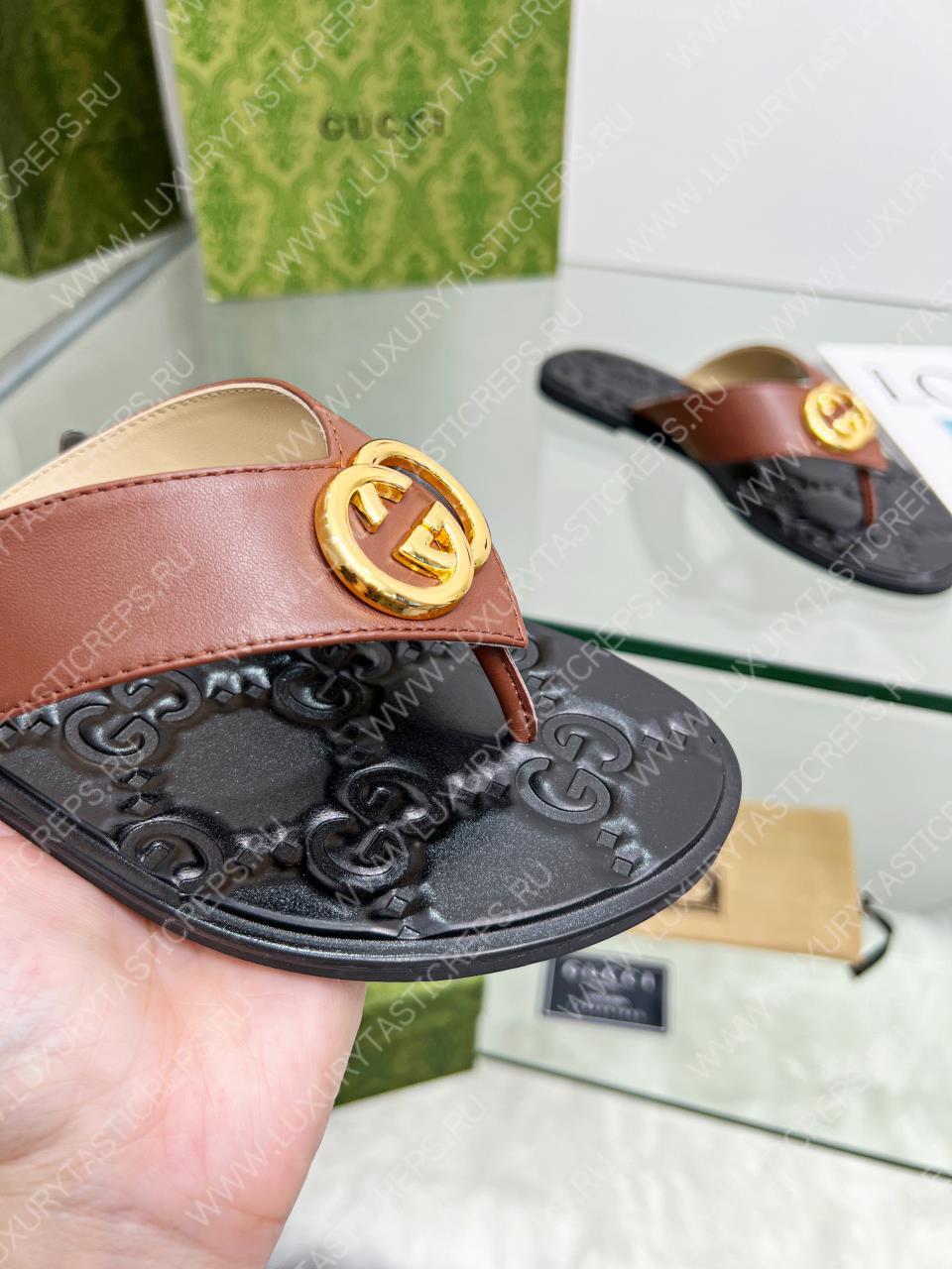 G*u*i gg thong web sandal brown 612138