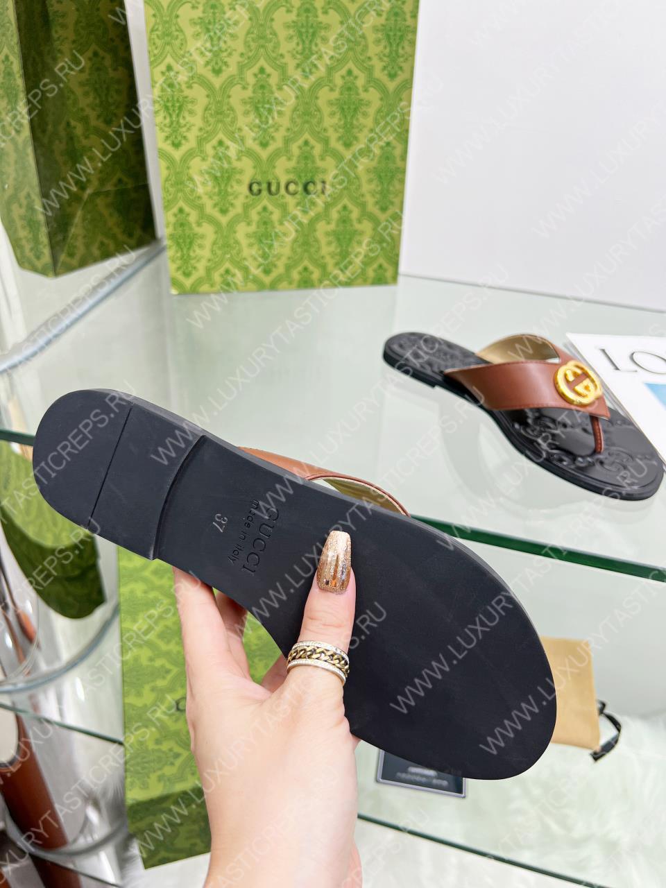 G*u*i gg thong web sandal brown 612138