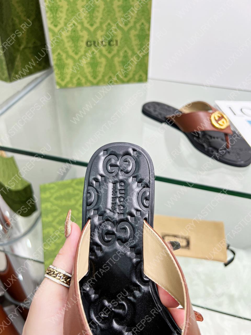 G*u*i gg thong web sandal brown 612138