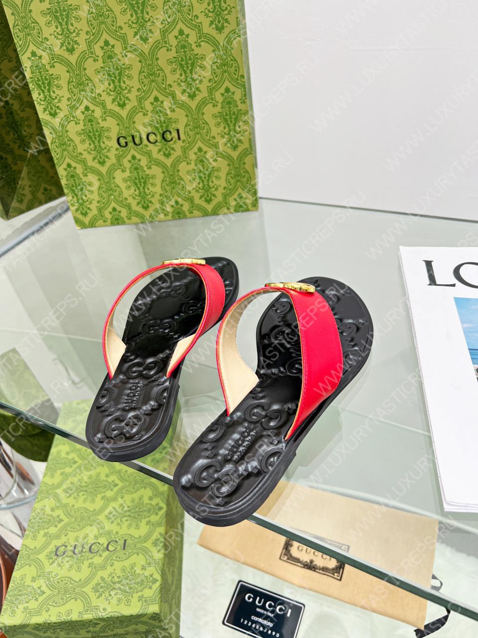 G*u*i gg thong web sandal red 612138
