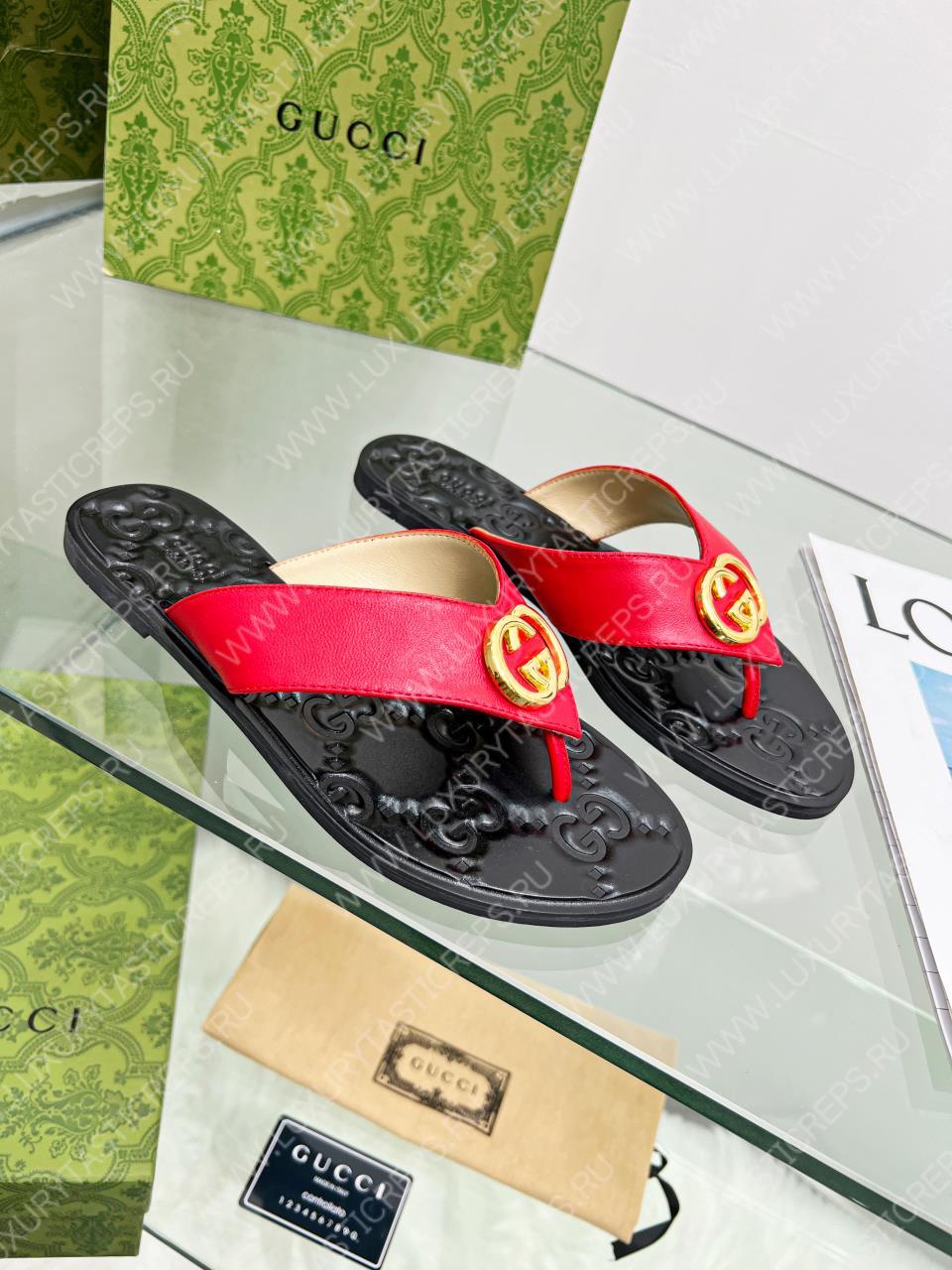 G*u*i gg thong web sandal red 612138