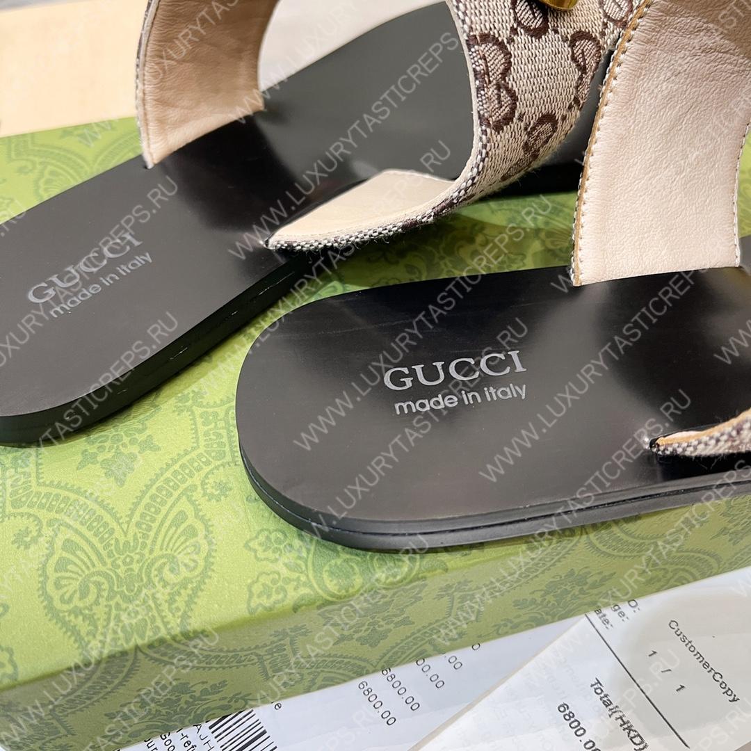G*u*i blondie thong sandal beige & camel 739048