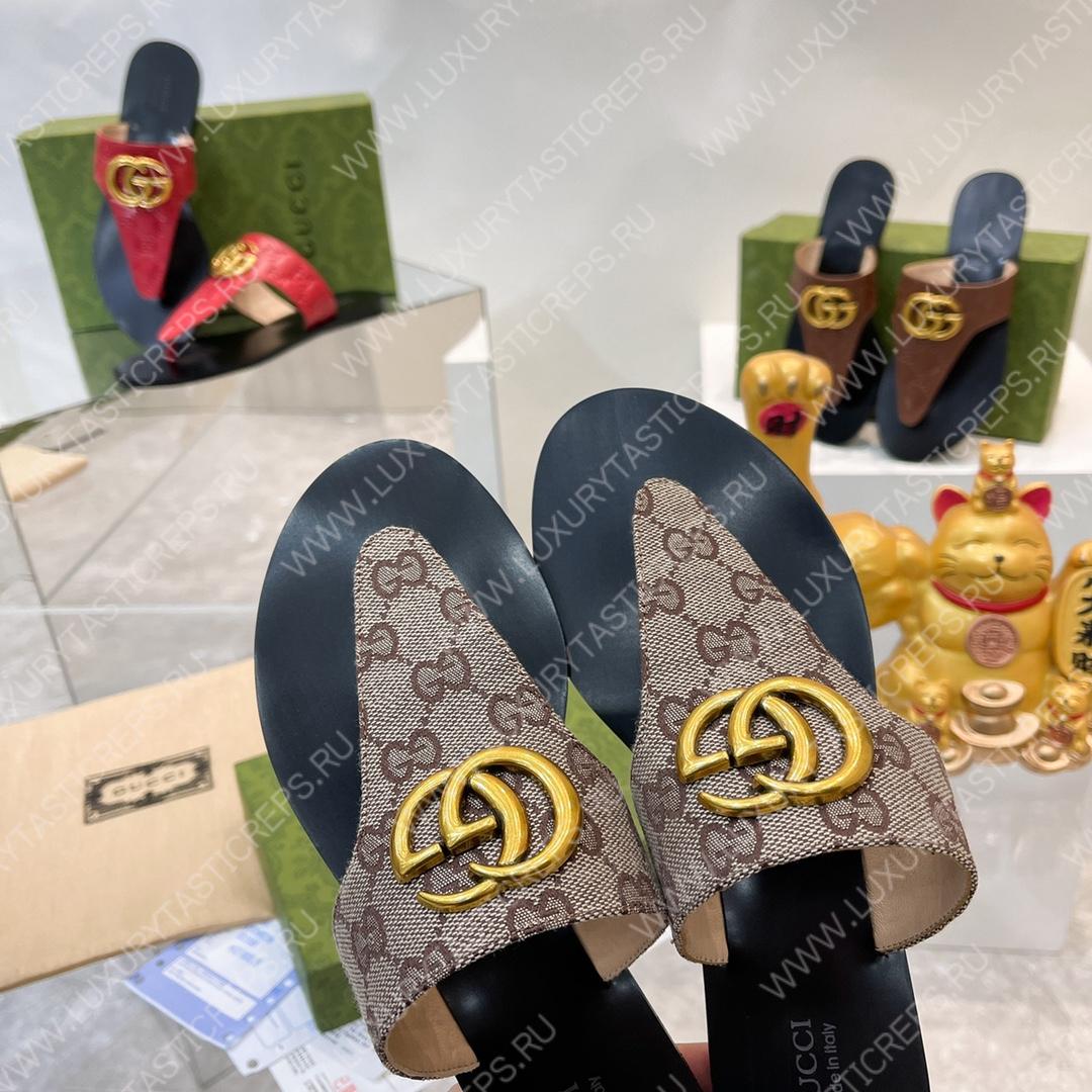 G*u*i blondie thong sandal beige & camel 739048