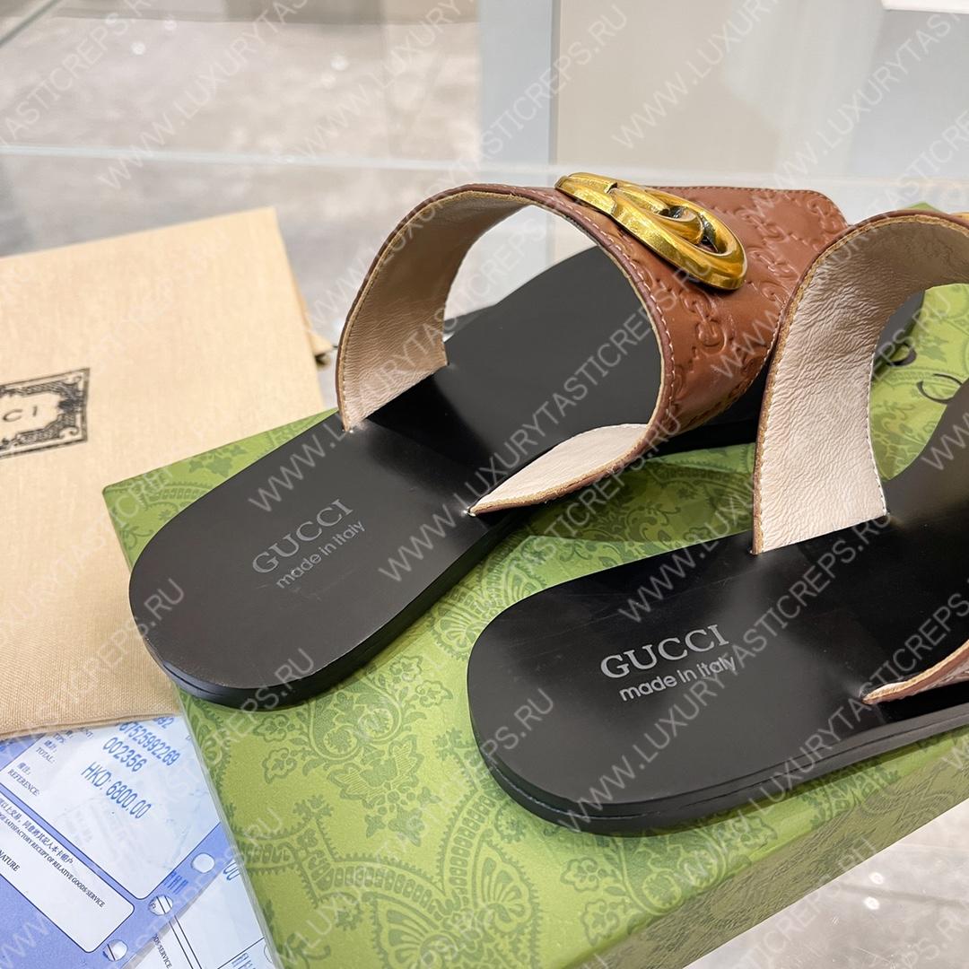 G*u*i interlocking g thong sandal brown 739048