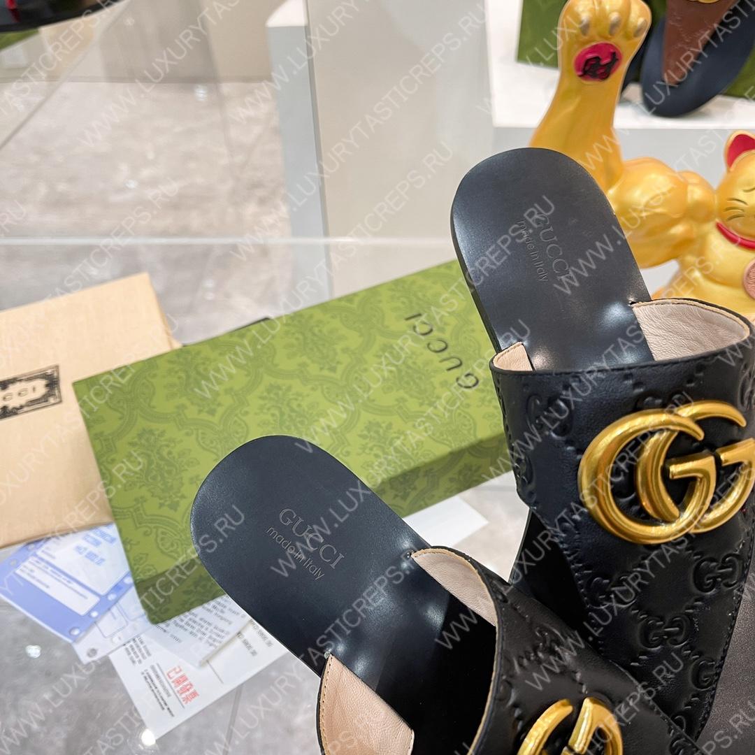 G*u*i interlocking g thong sandal black 739048