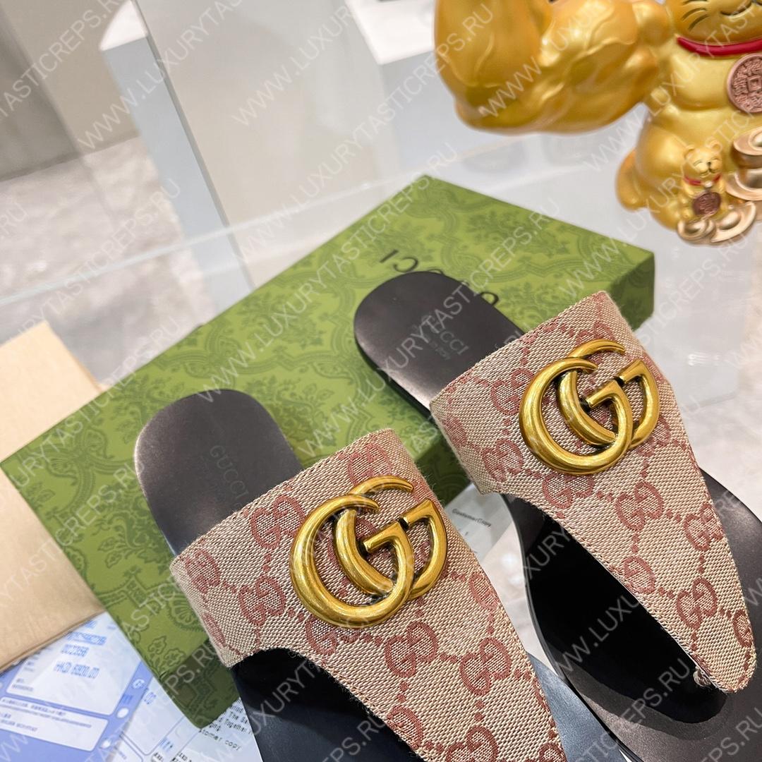 G*u*i interlocking g thong sandal beige & ebony 739048