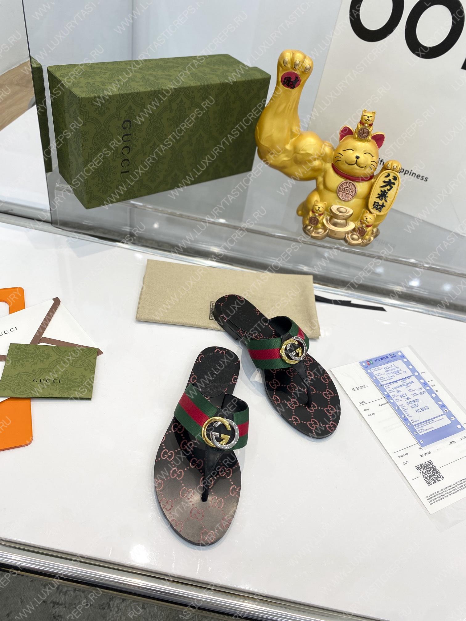 G*u*i gg thong web sandal green and red 612138