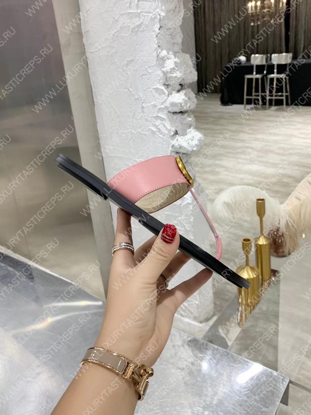 G*u*i leather thong sandal with double g pink 497444