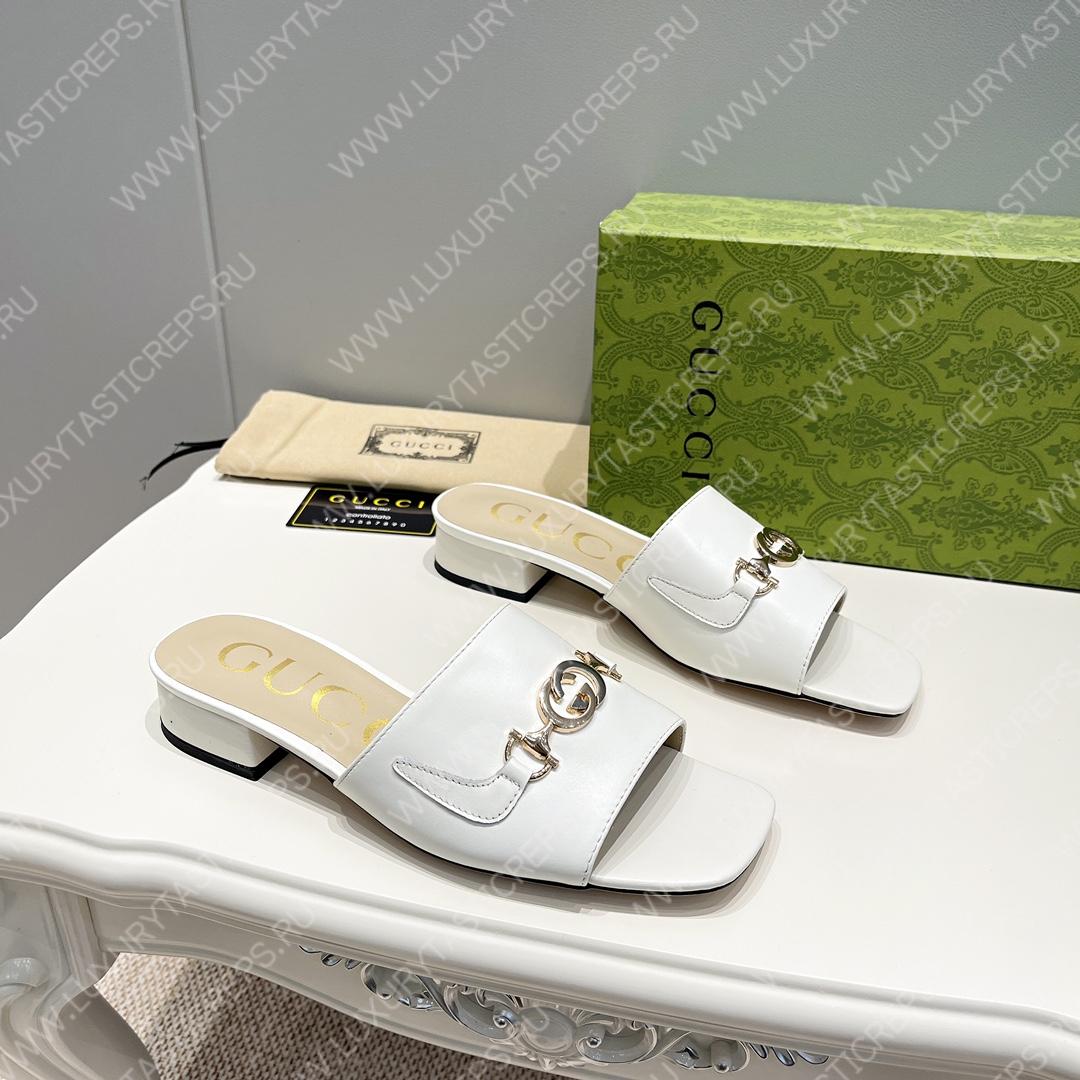 G*u*i interlocking g sandal white 694451