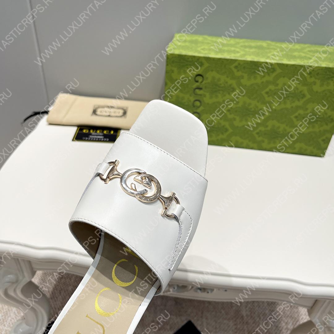 G*u*i interlocking g sandal white 694451