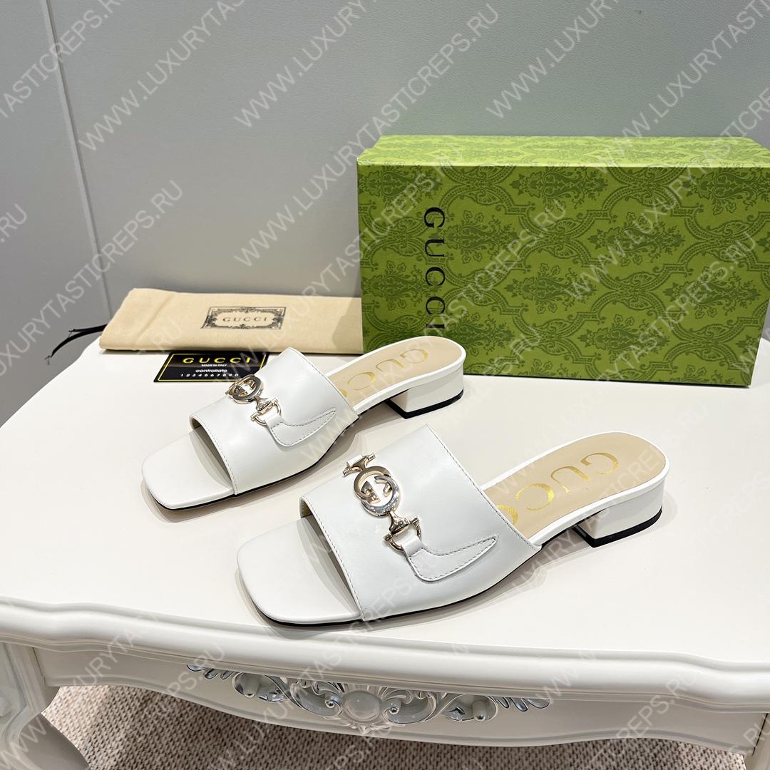 G*u*i interlocking g sandal white 694451