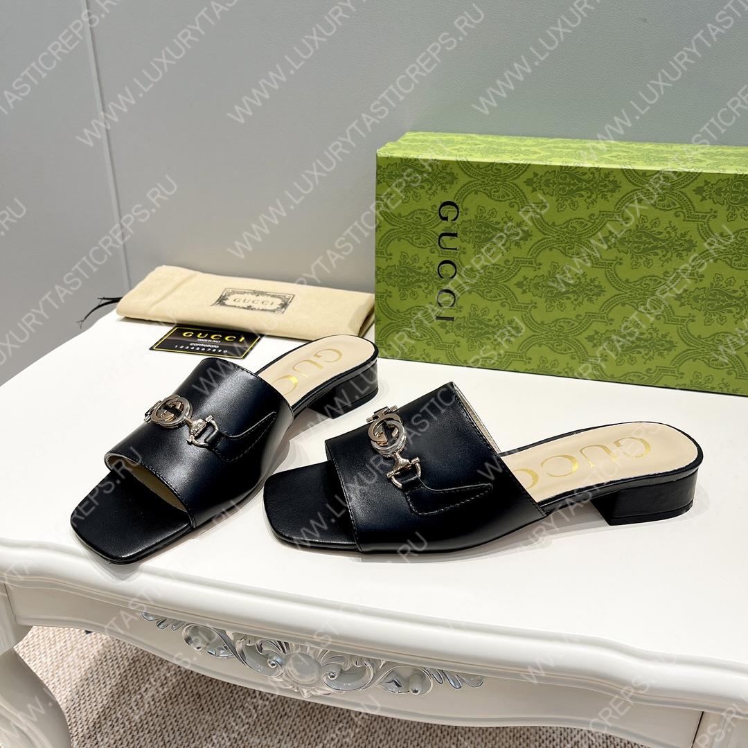 G*u*i interlocking g sandal black 694451