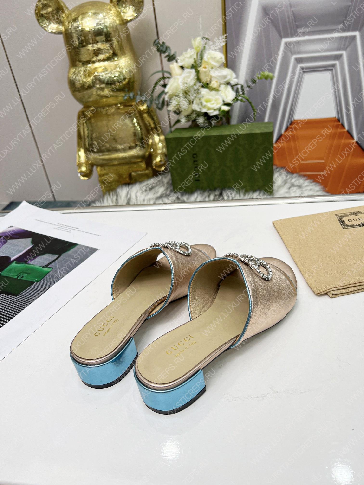 G*u*i bruce sandals silk leather metallic 690284b8b204862