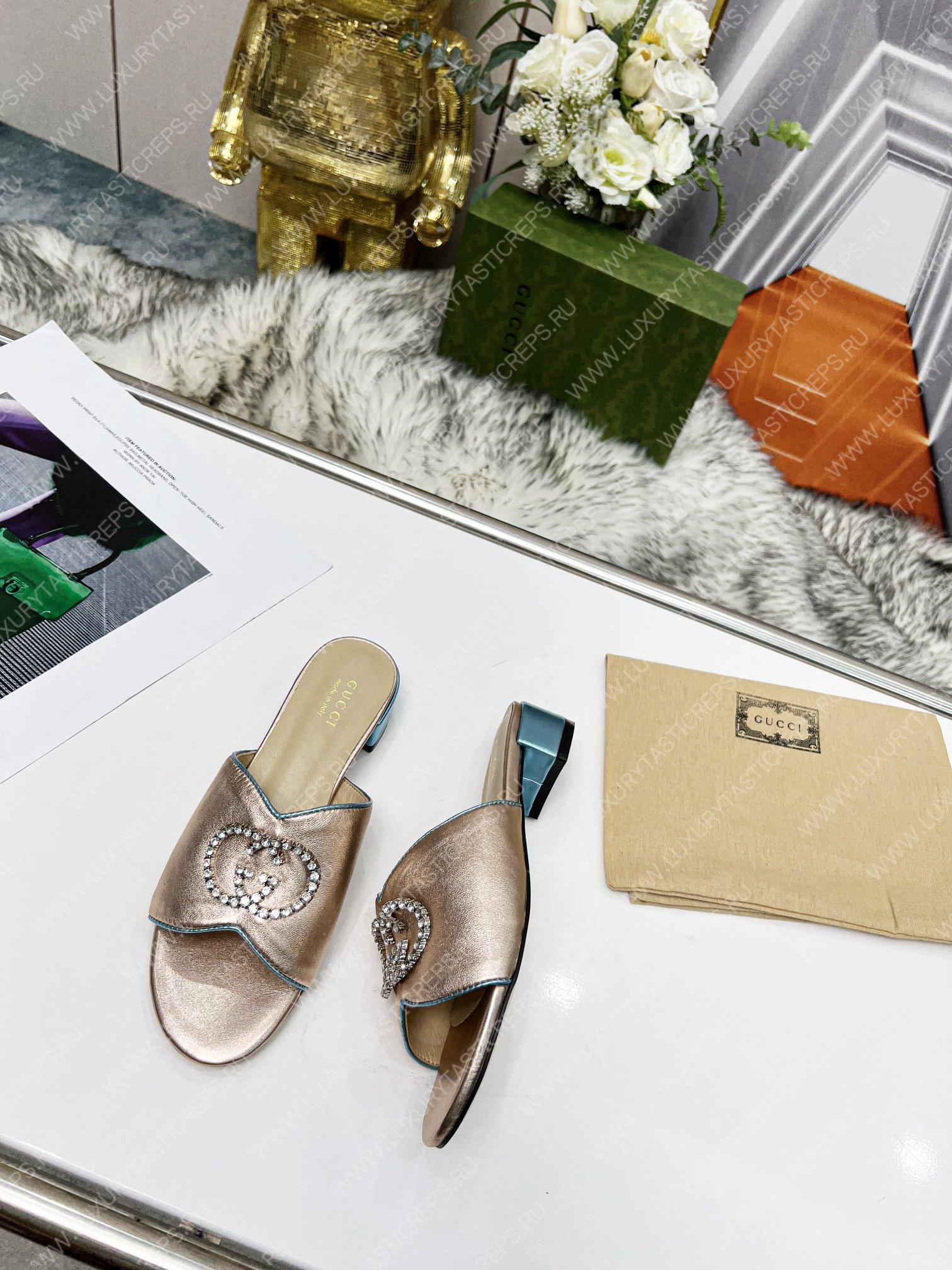 G*u*i bruce sandals silk leather metallic 690284b8b204862