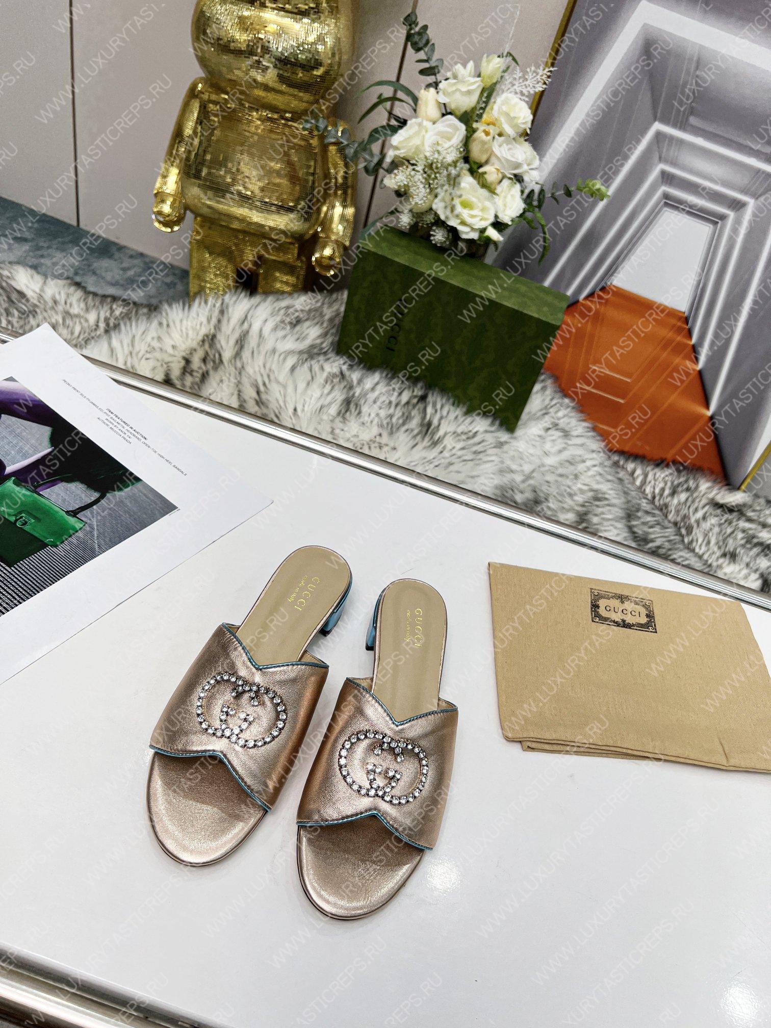 G*u*i bruce sandals silk leather metallic 690284b8b204862