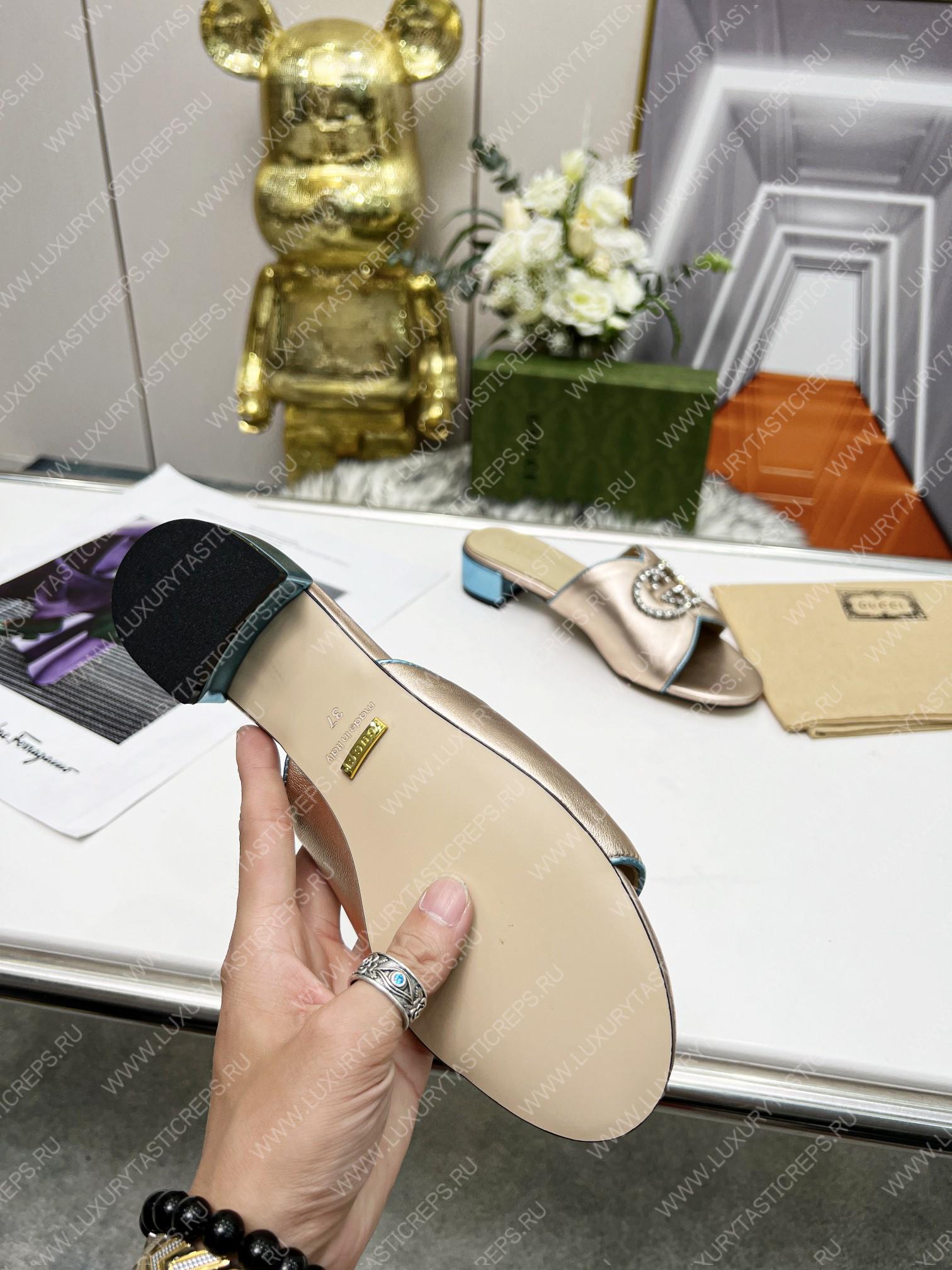 G*u*i bruce sandals silk leather metallic 690284b8b204862