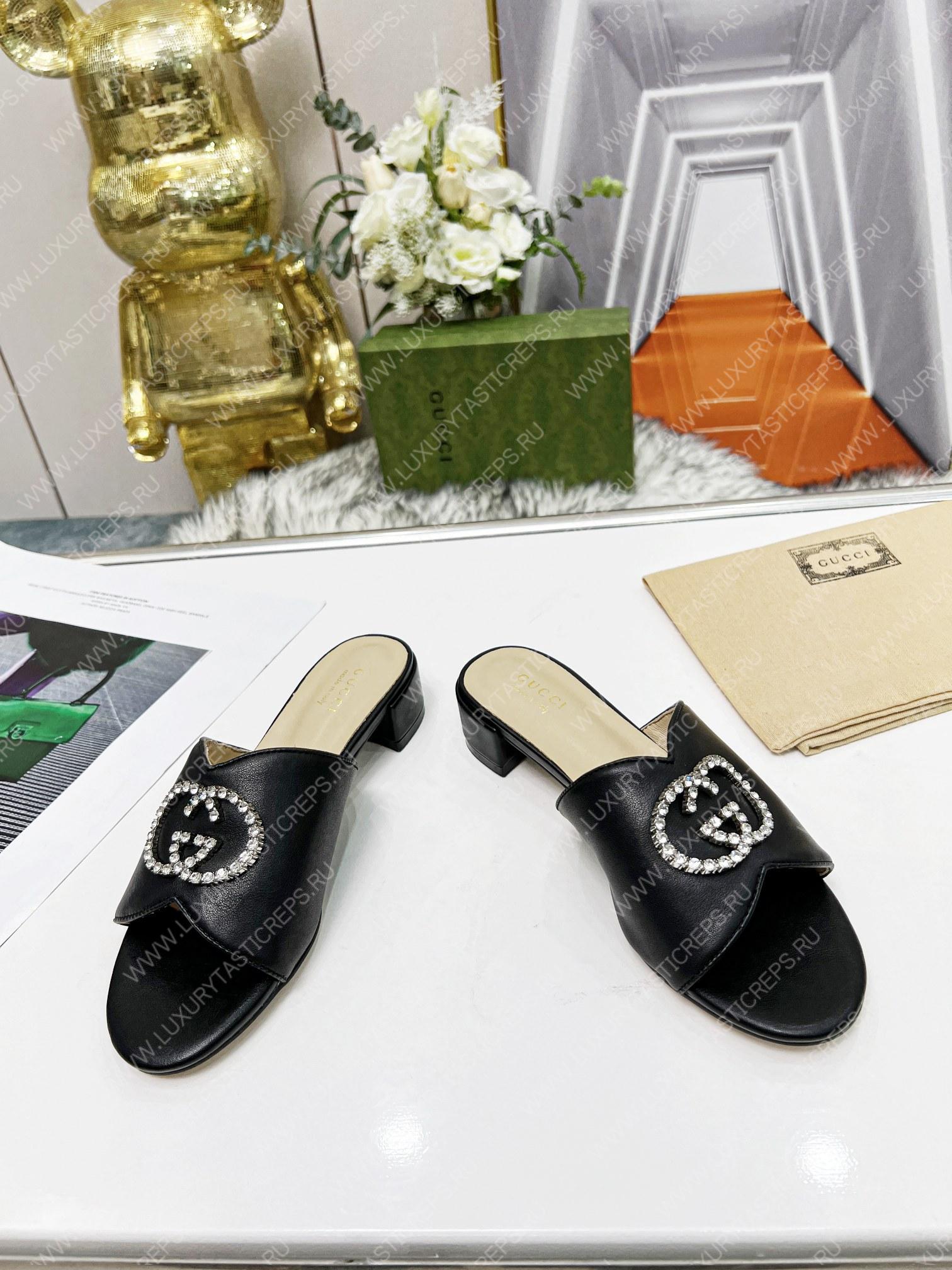 G*u*i bruce sandals silk leather black 690284b8b204862