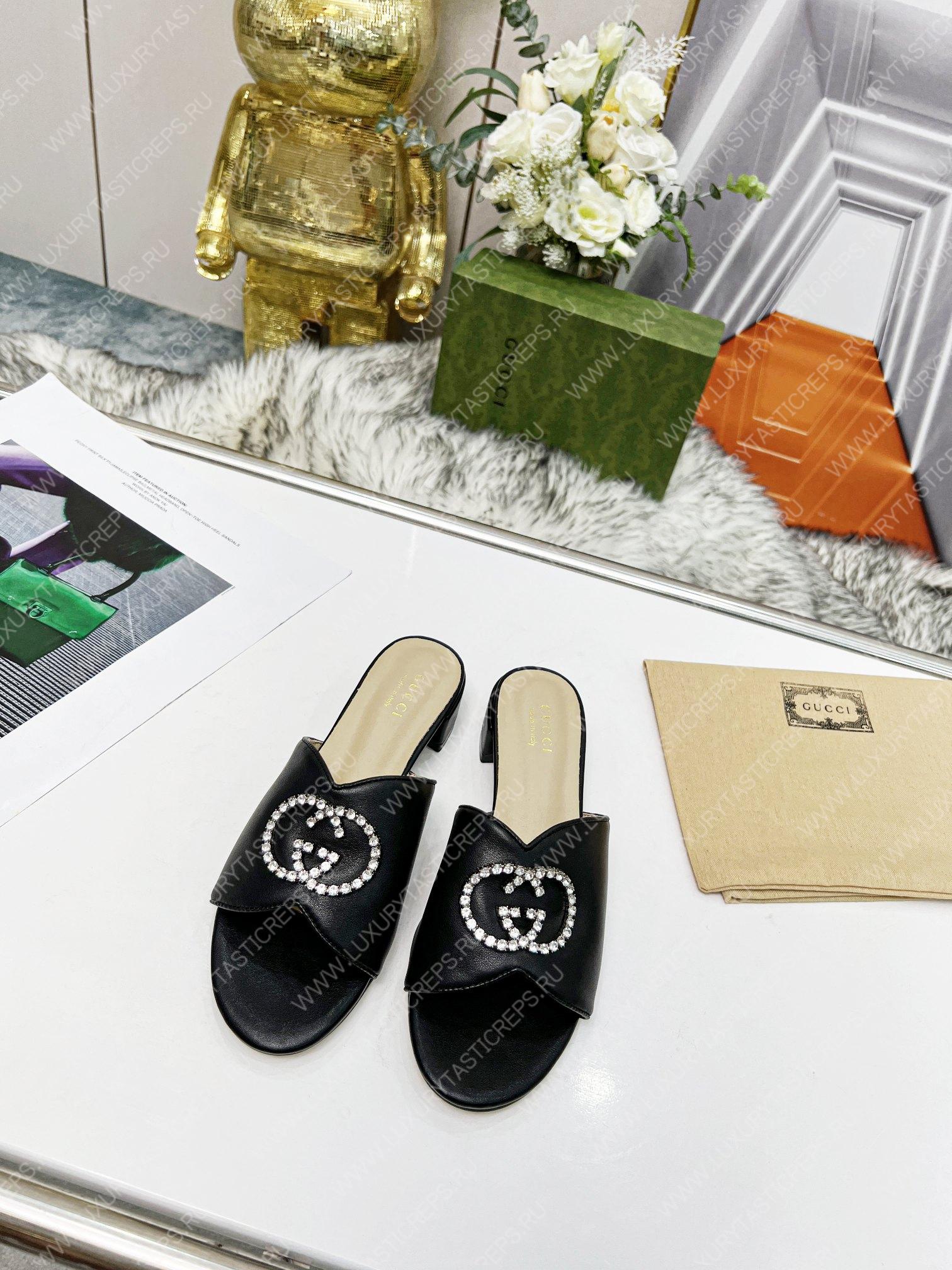 G*u*i bruce sandals silk leather black 690284b8b204862