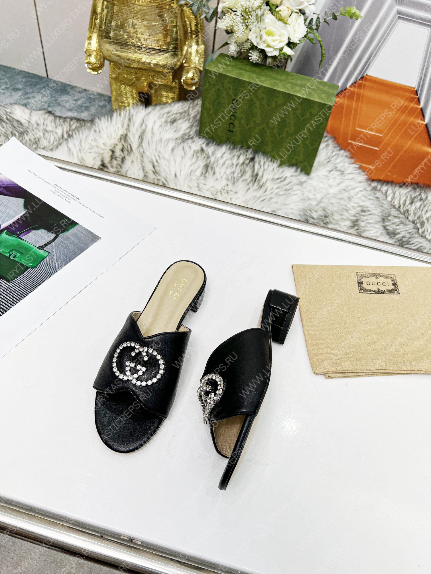 G*u*i bruce sandals silk leather black 690284b8b204862