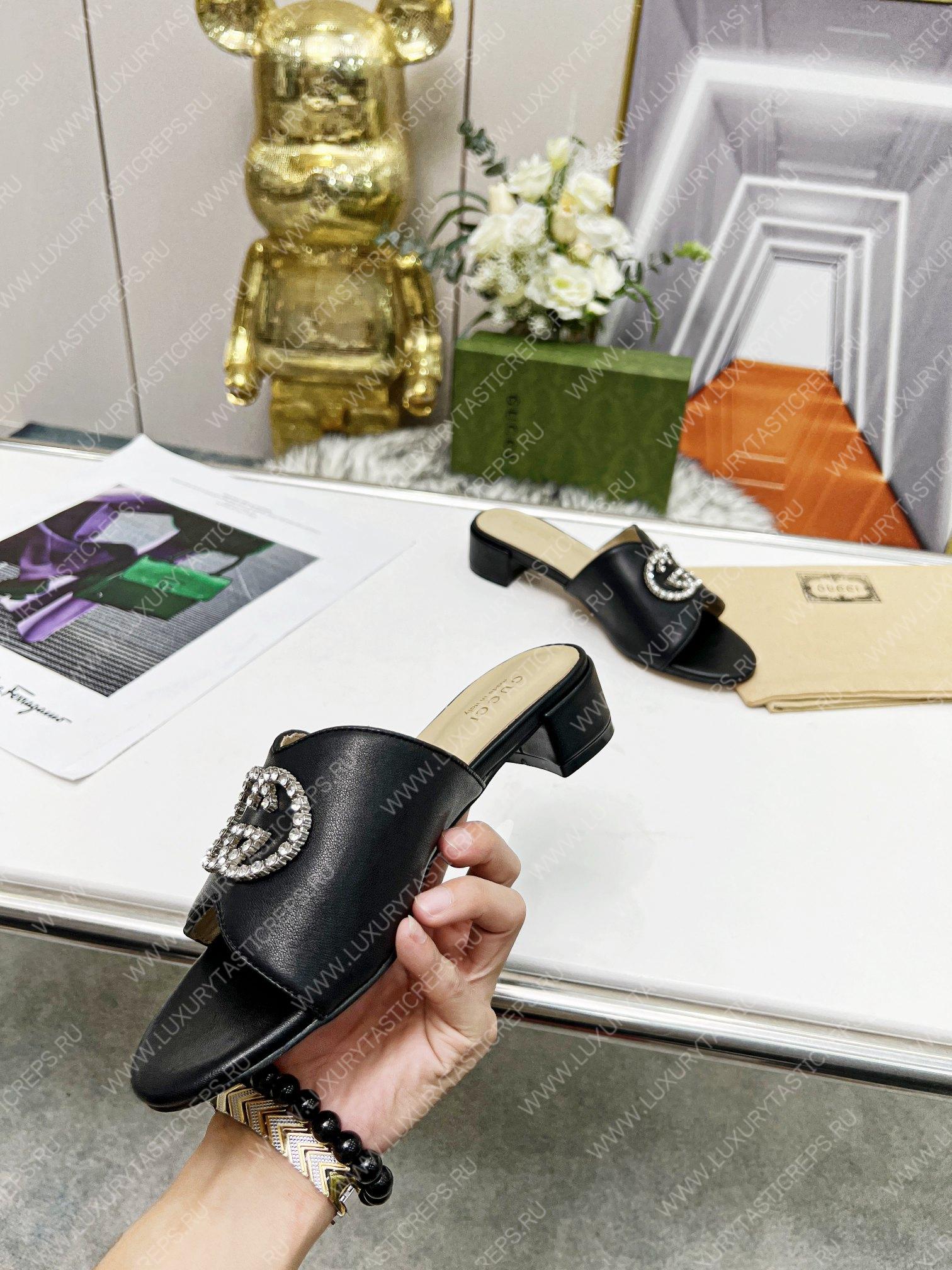 G*u*i bruce sandals silk leather black 690284b8b204862