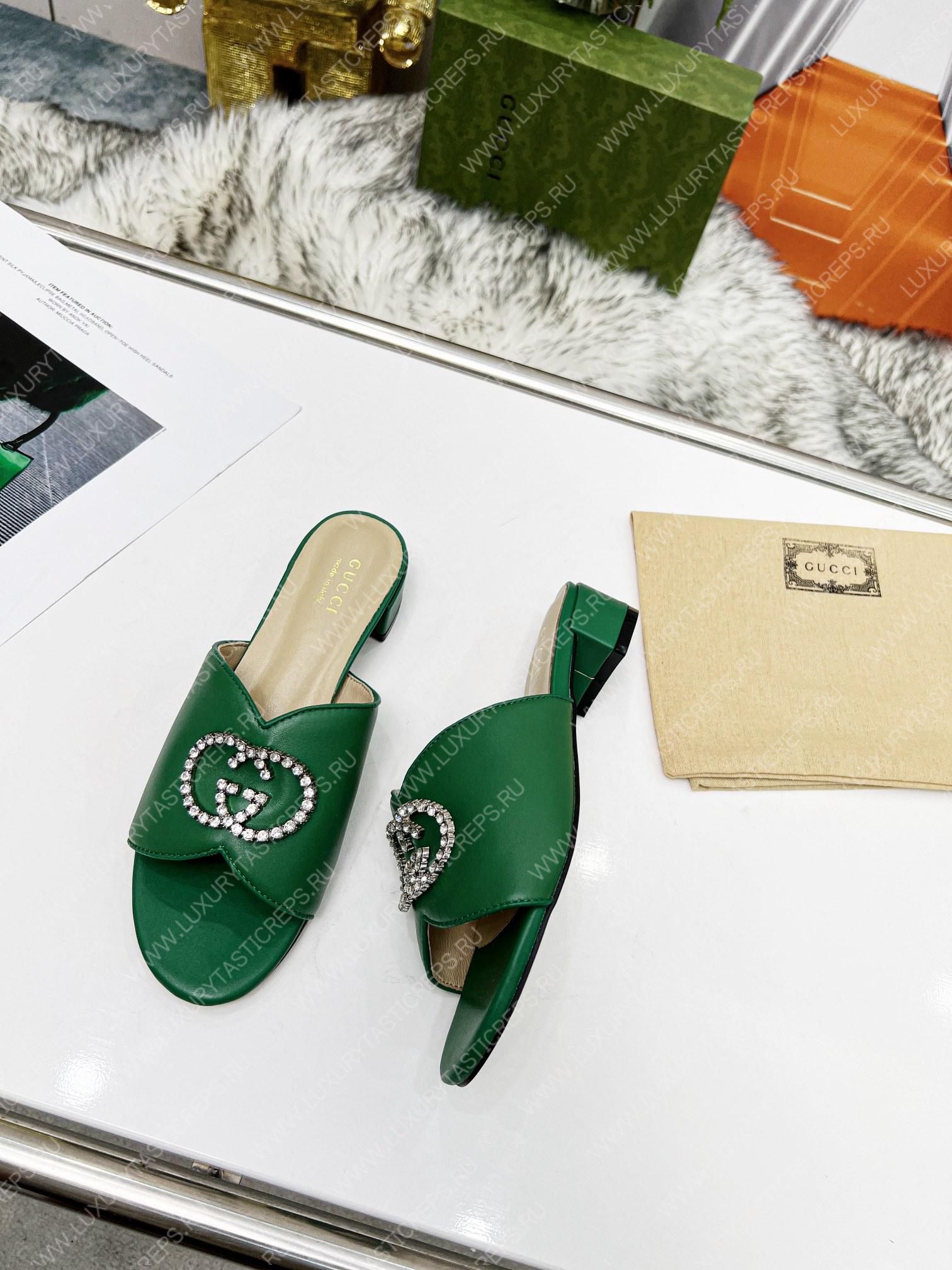 G*u*i bruce sandals silk leather green 690284b8b204862