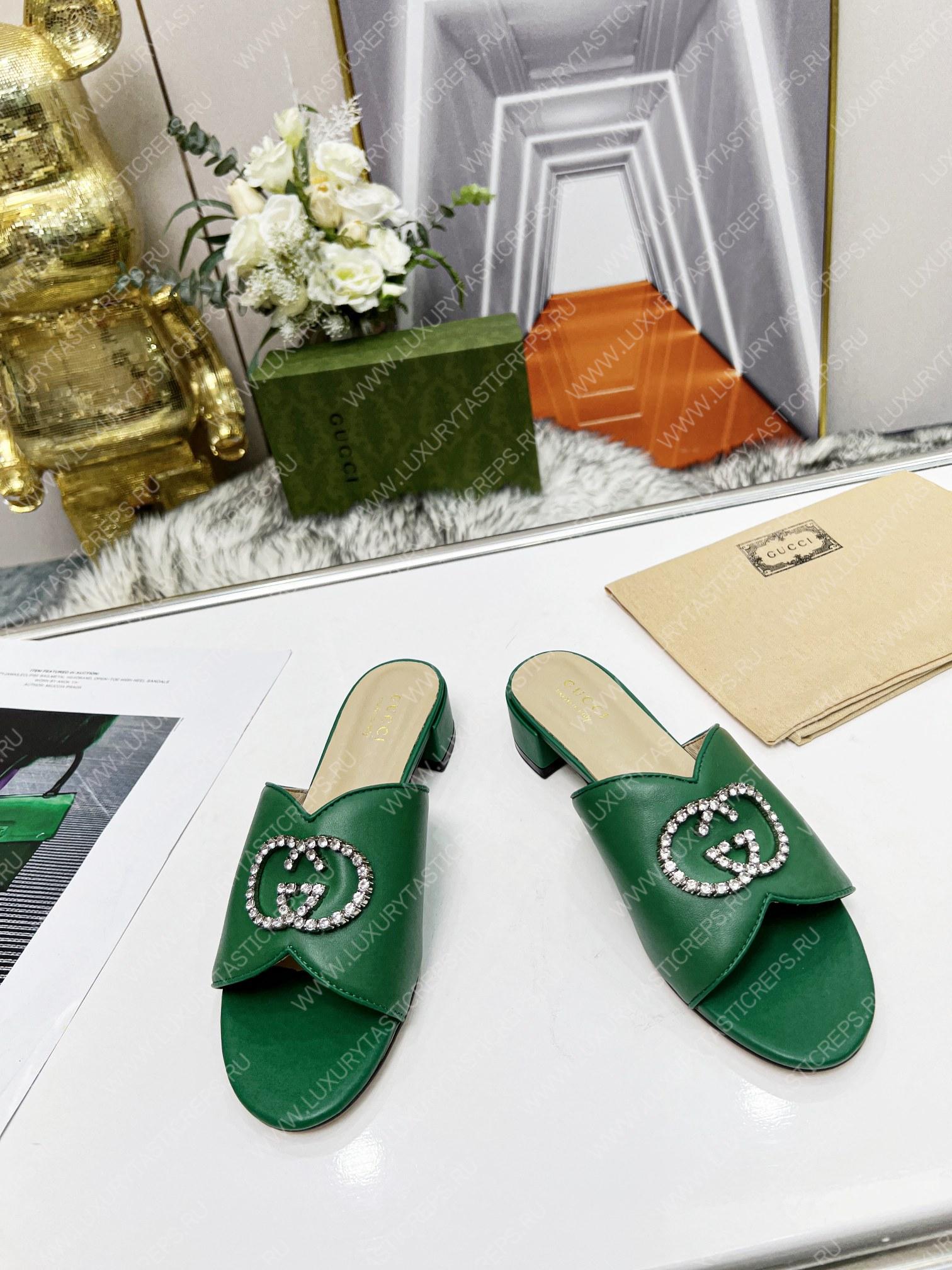 G*u*i bruce sandals silk leather green 690284b8b204862