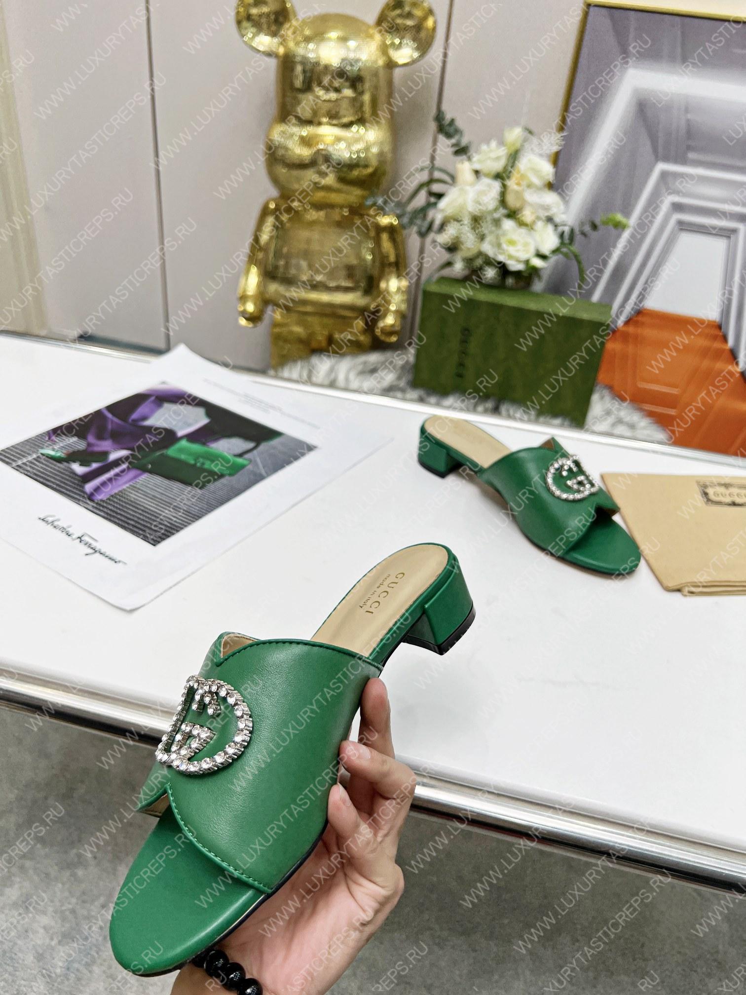 G*u*i bruce sandals silk leather green 690284b8b204862